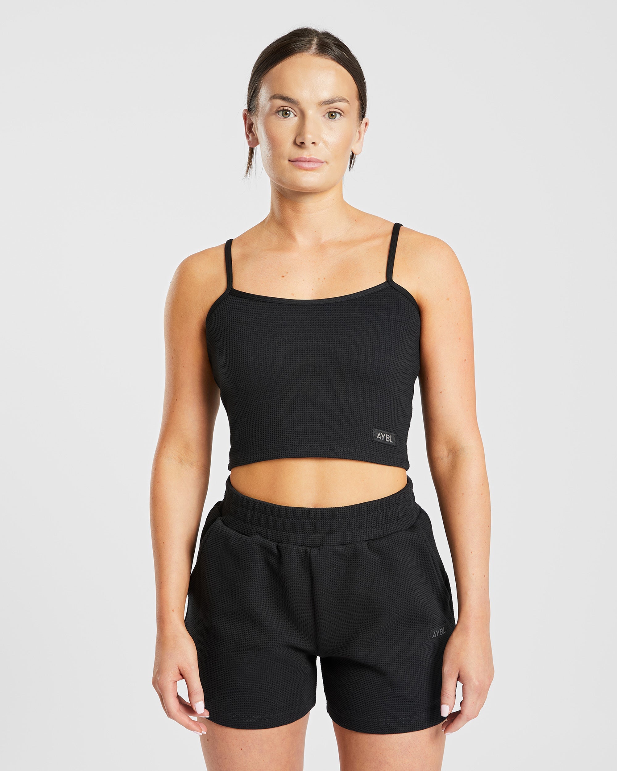 Waffle Crop Vest - Noir