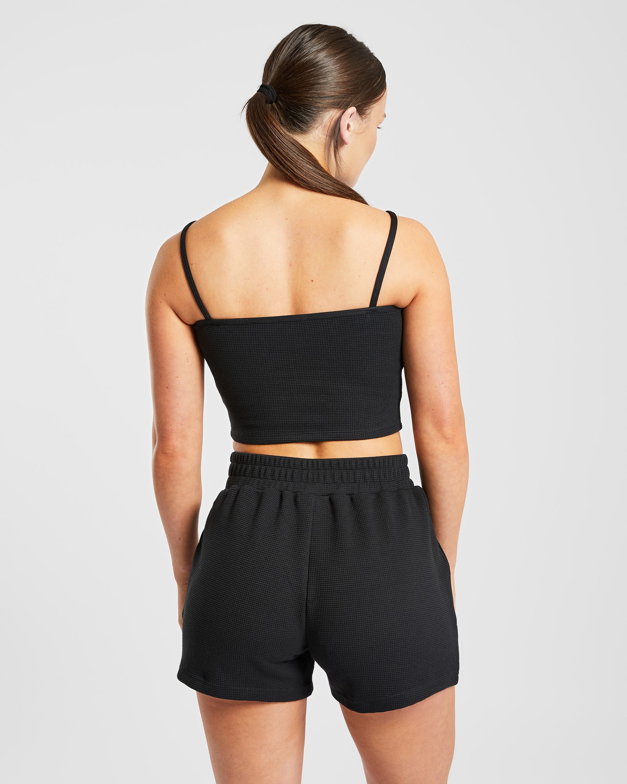 Waffle Crop Vest - Noir
