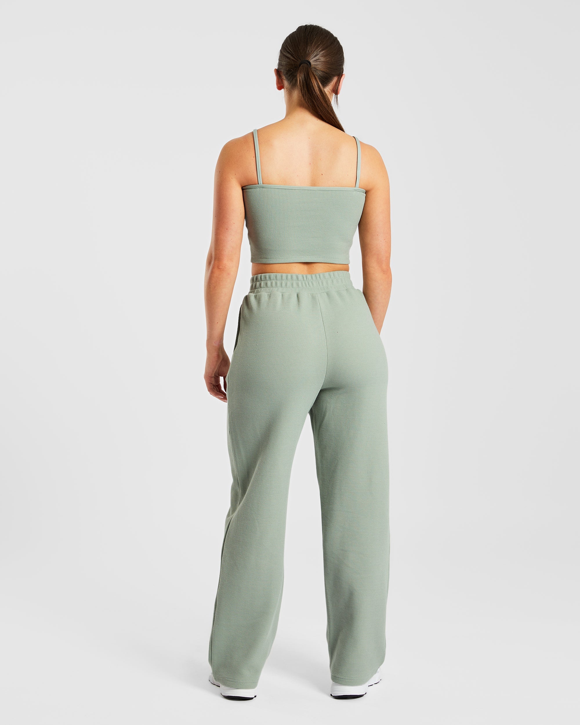 Waffle Crop Vest - Sage Vert