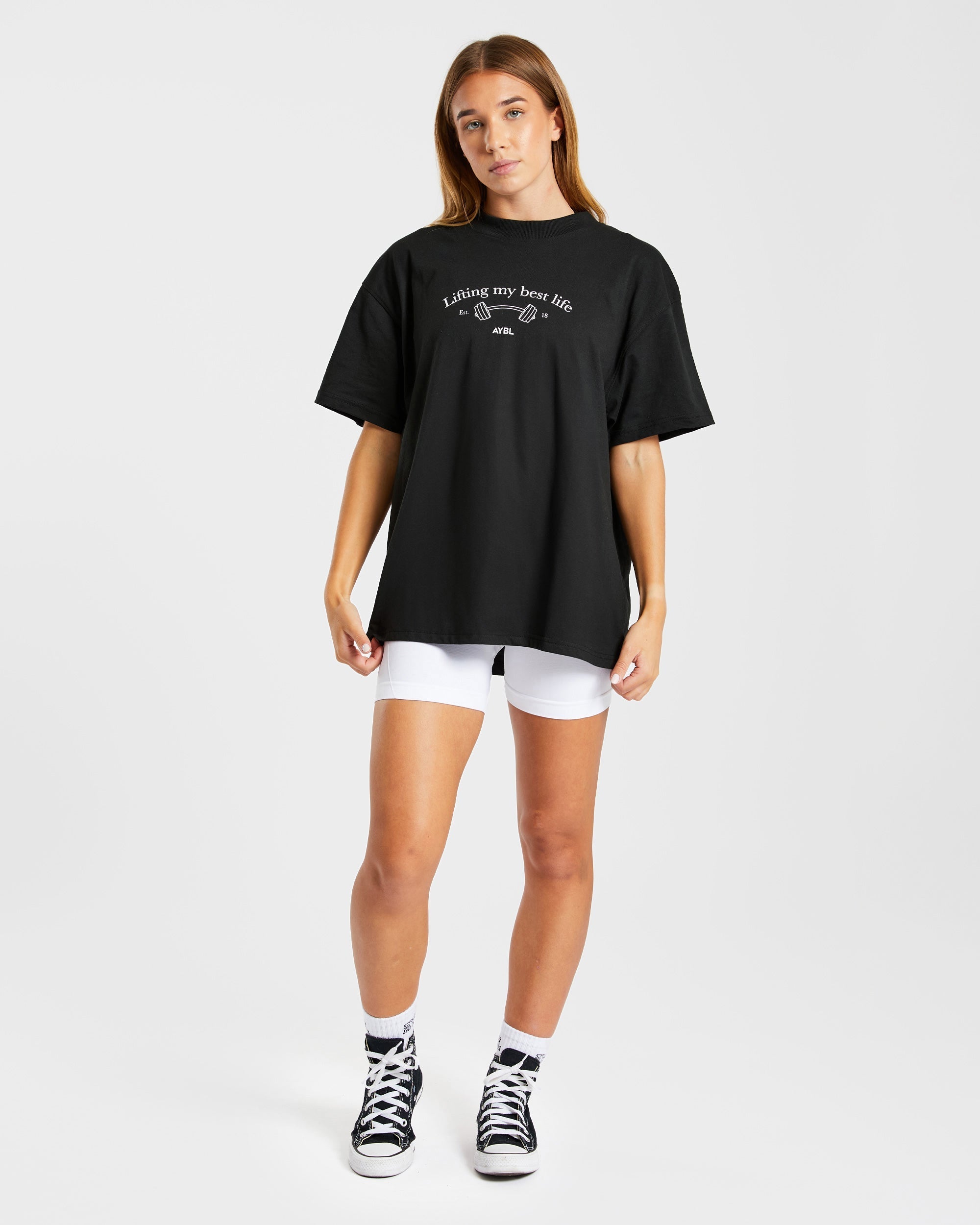 Lifting My Best Life Oversized T Shirt - Noir