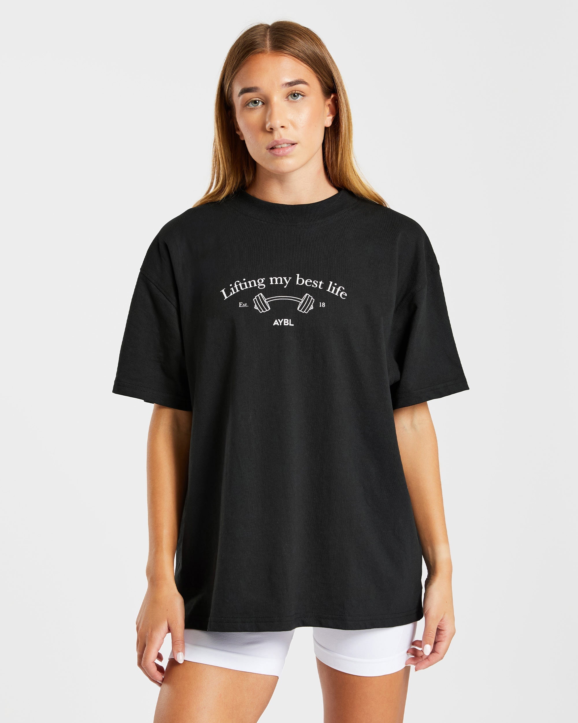 Lifting My Best Life Oversized T Shirt - Noir