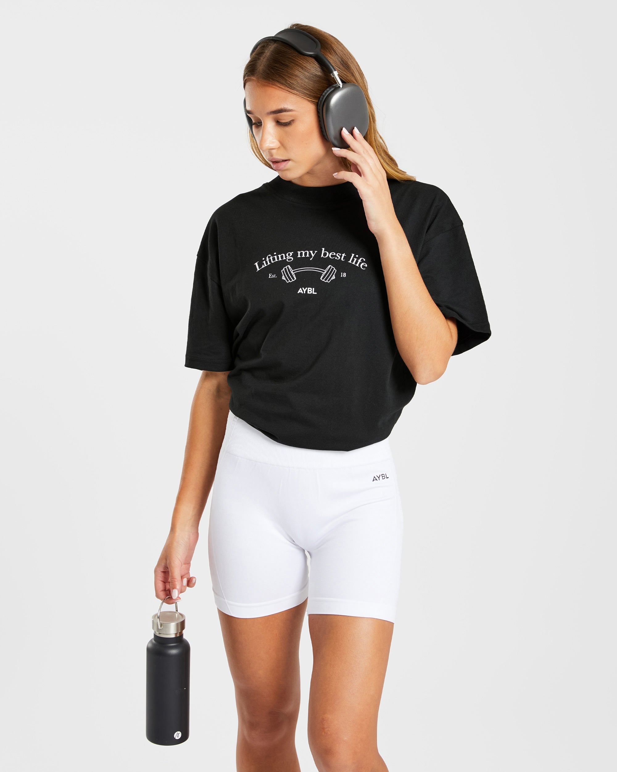 Lifting My Best Life Oversized T Shirt - Noir