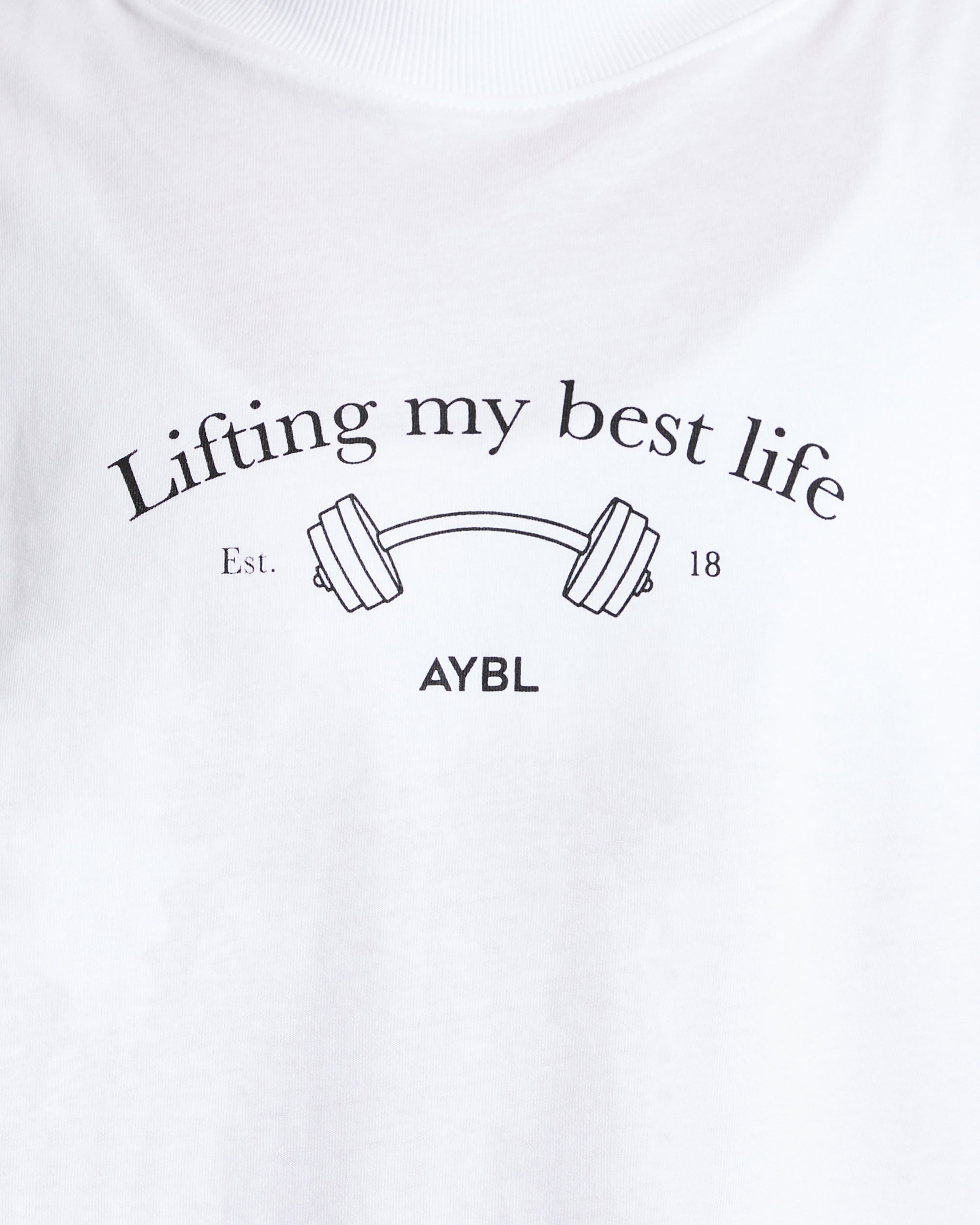 Lifting My Best Life Oversized T Shirt - Blanc