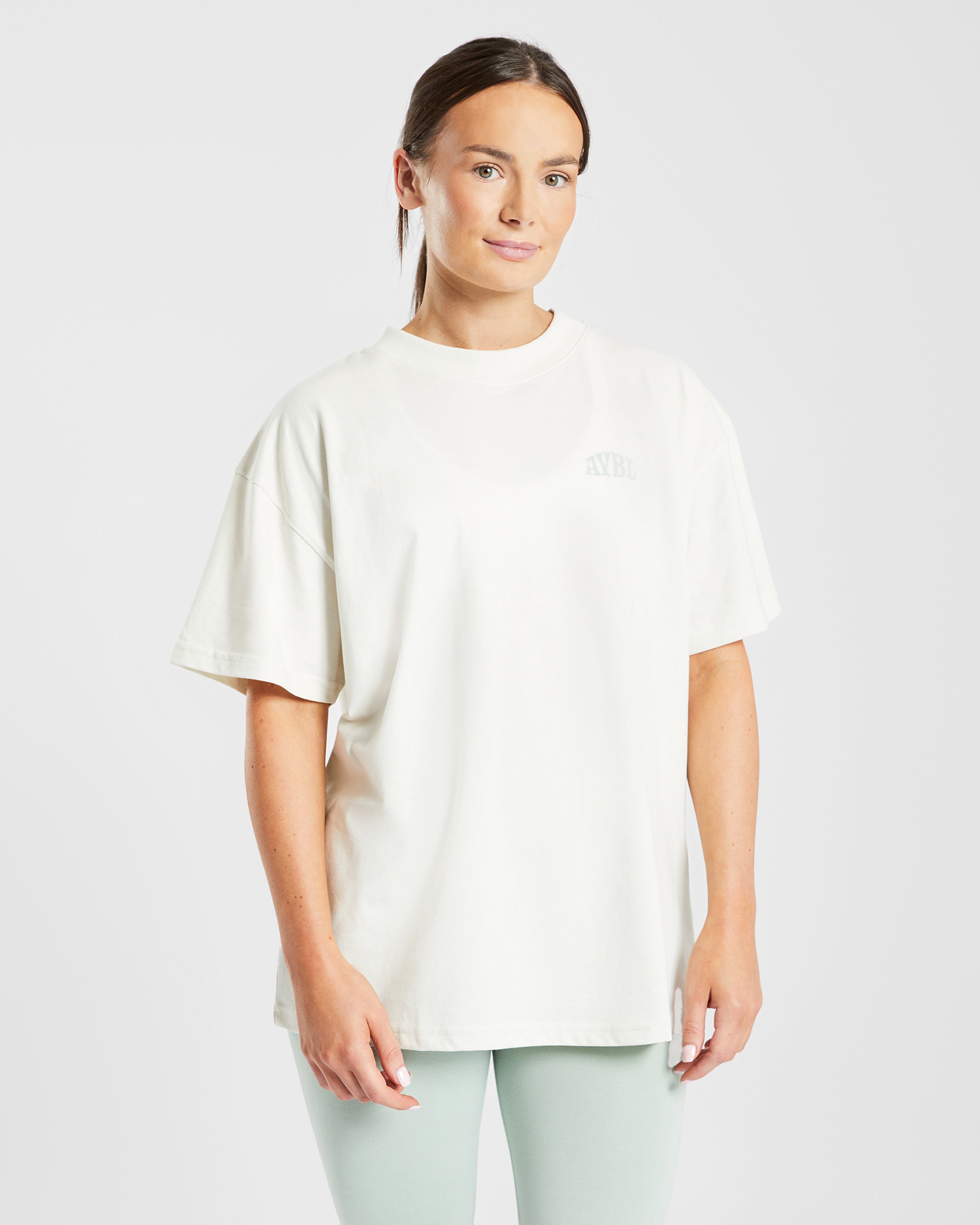 Mind Over Matter Oversized T Shirt - Beige/Vert