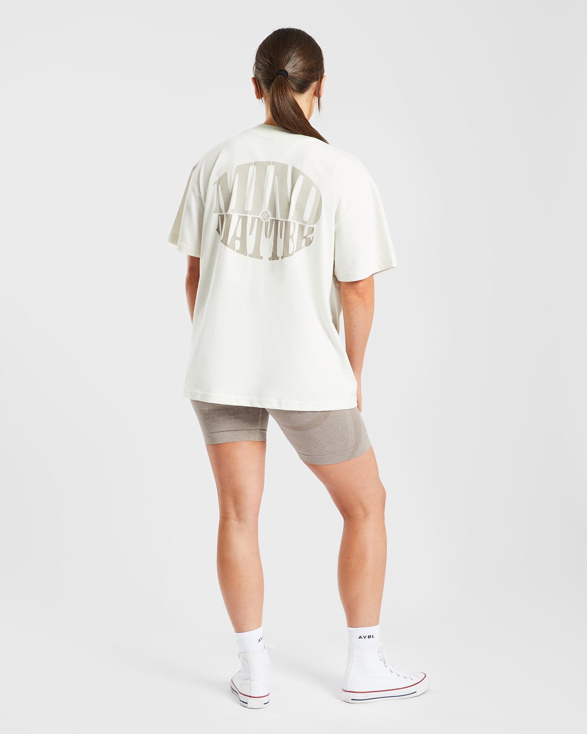 Mind Over Matter Oversized T Shirt - Beige/Marron