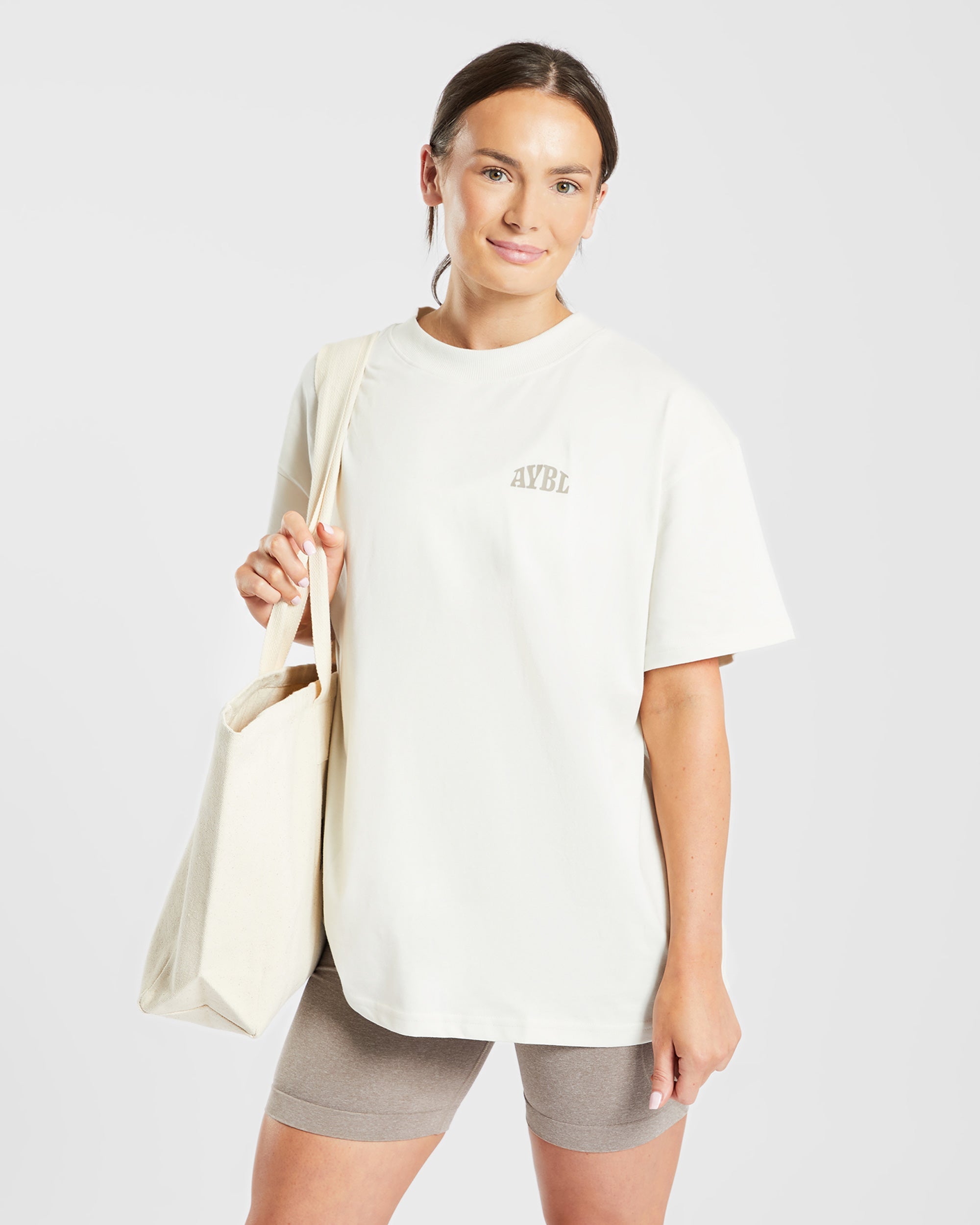 Mind Over Matter Oversized T Shirt - Beige/Marron