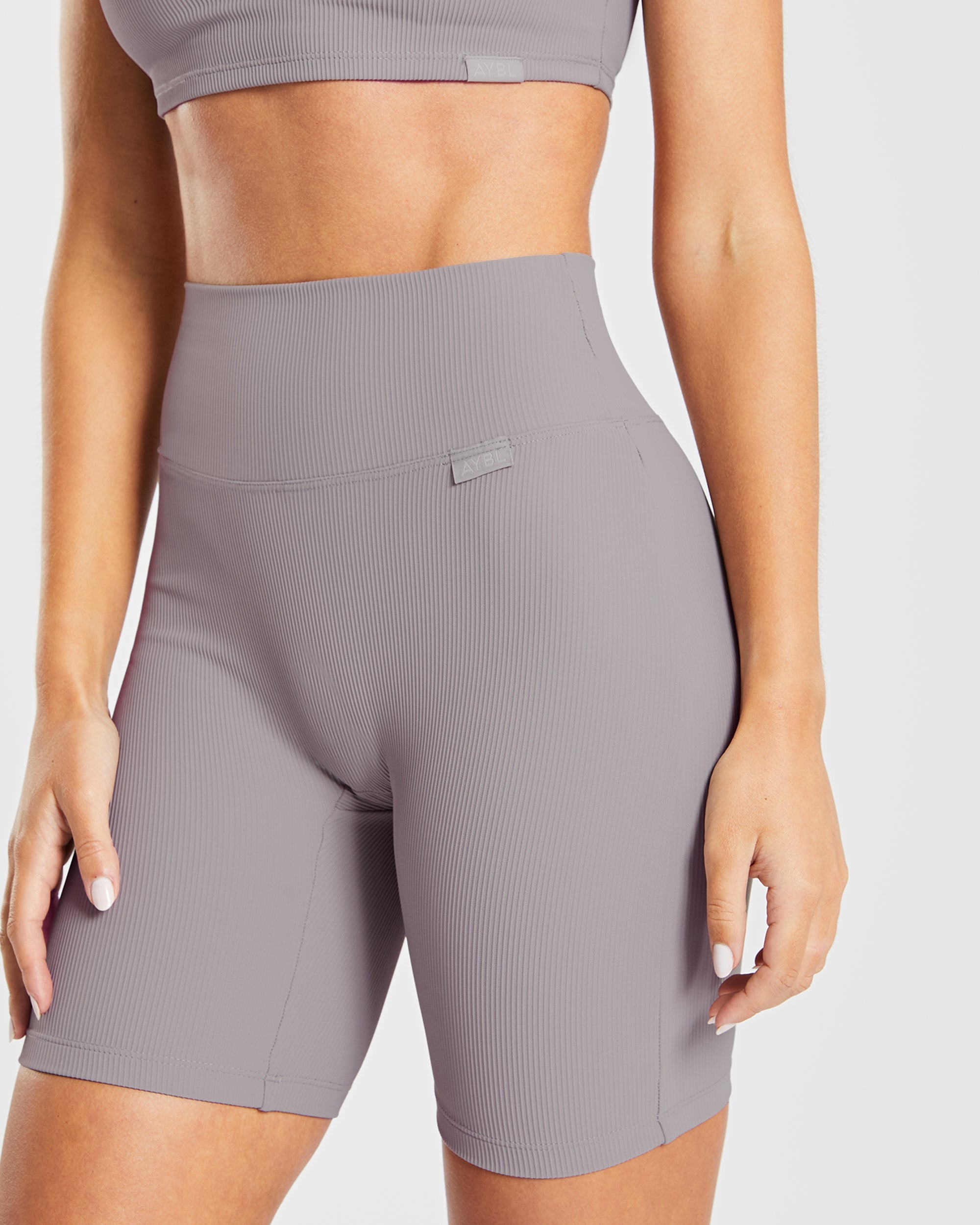 Sculpt Ribbed Cycling Shorts - Fog Gris