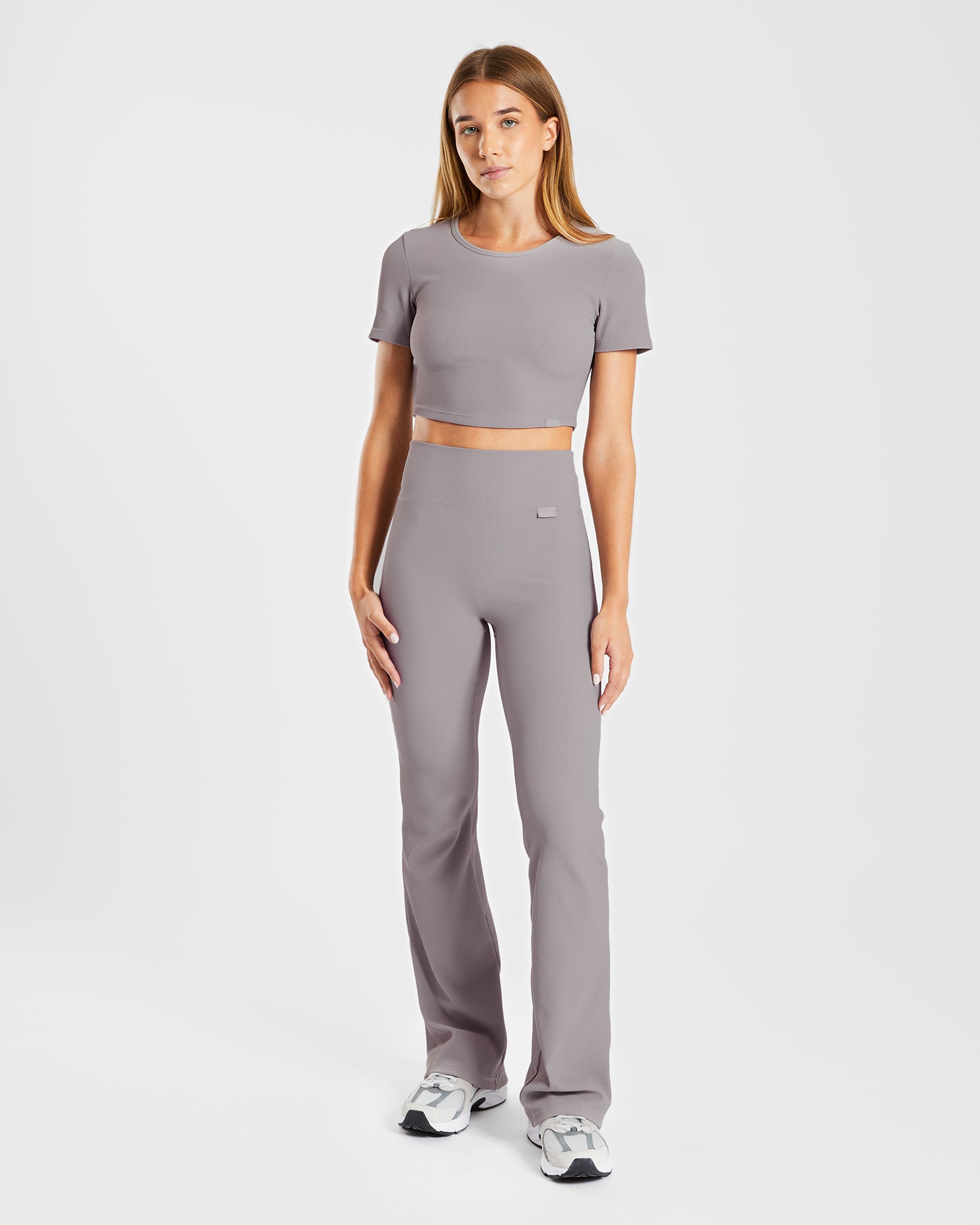 Sculpt Ribbed Crop Top - Fog Gris