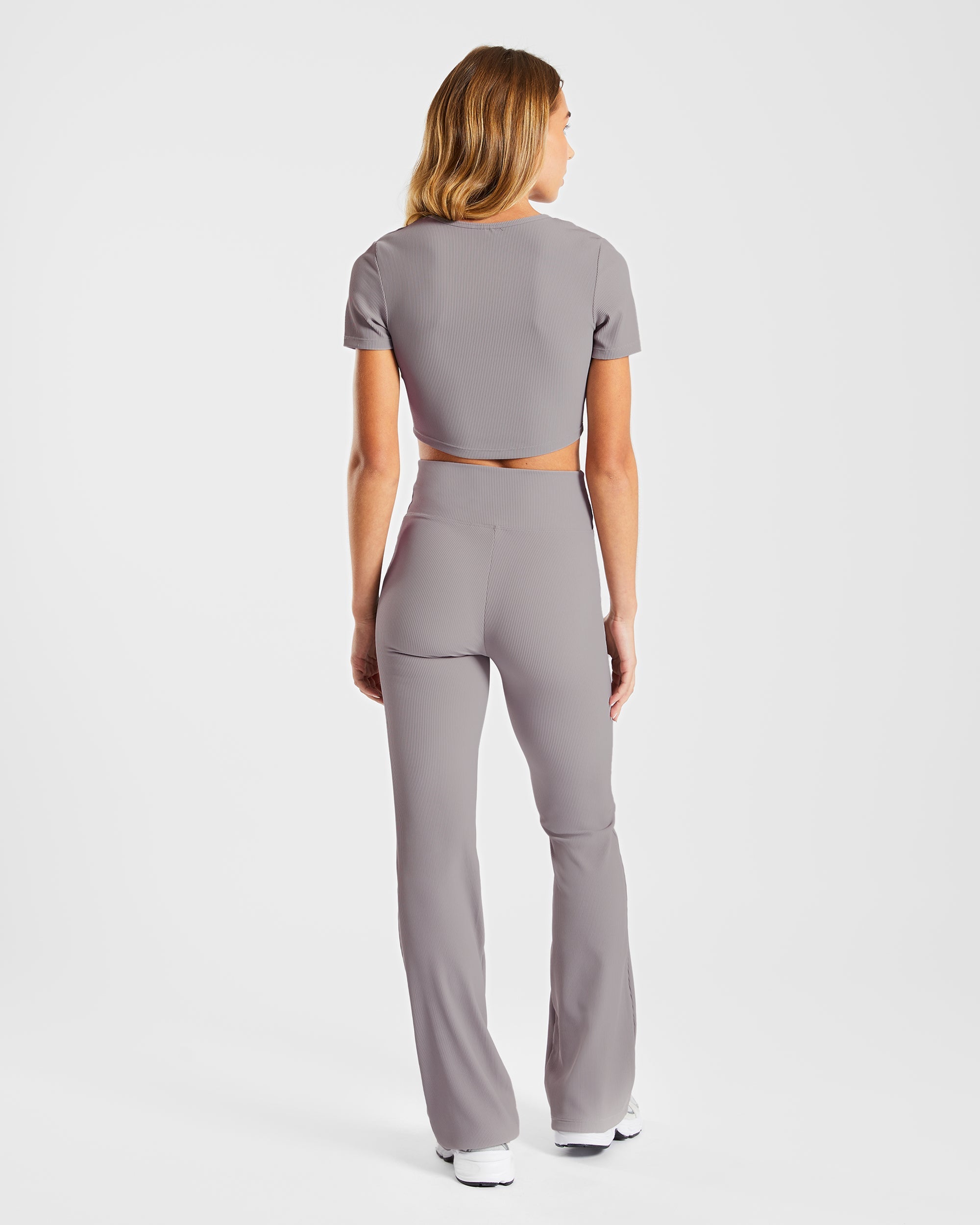 Sculpt Ribbed Flared Leggings - Fog Gris