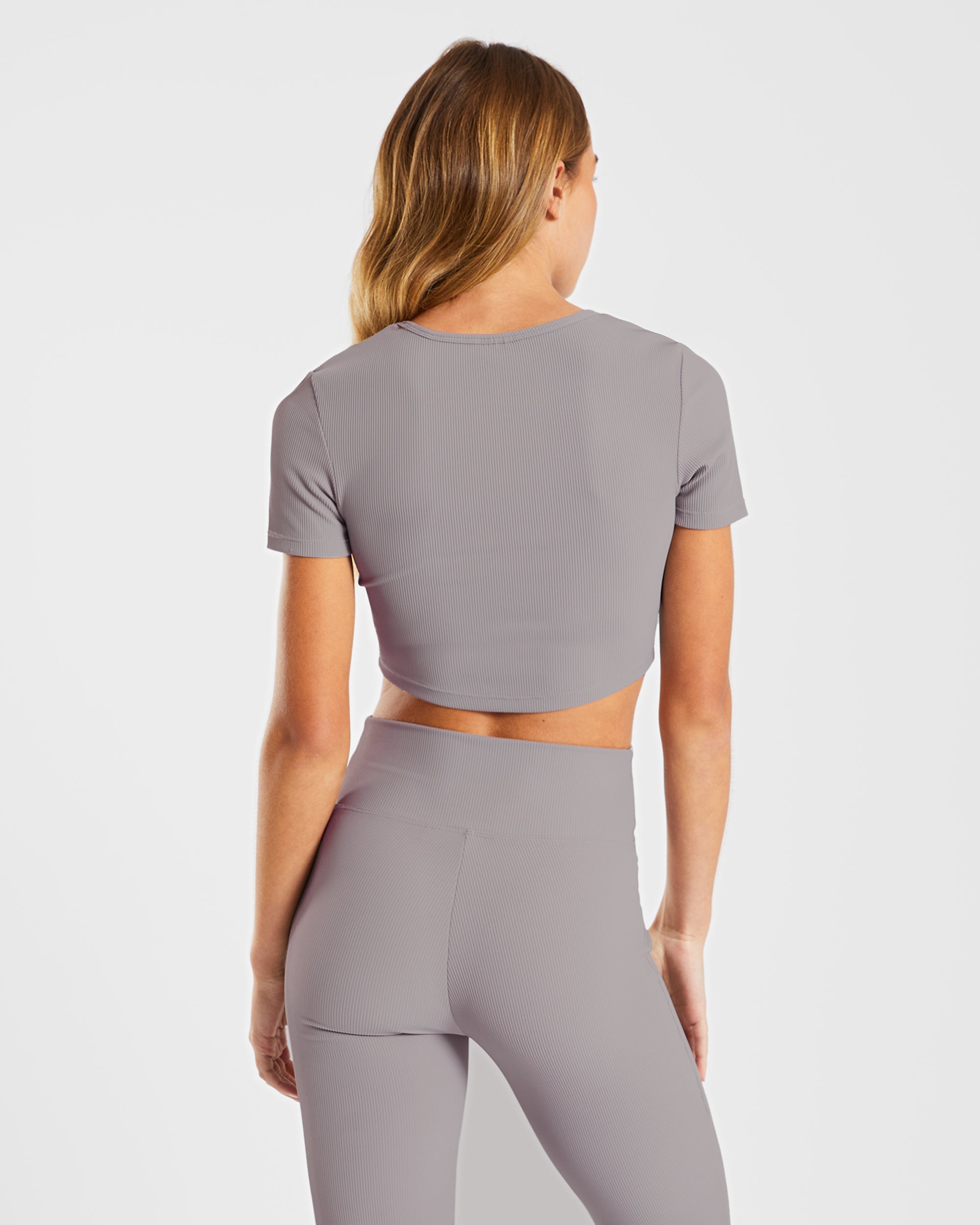 Sculpt Ribbed Crop Top - Fog Gris