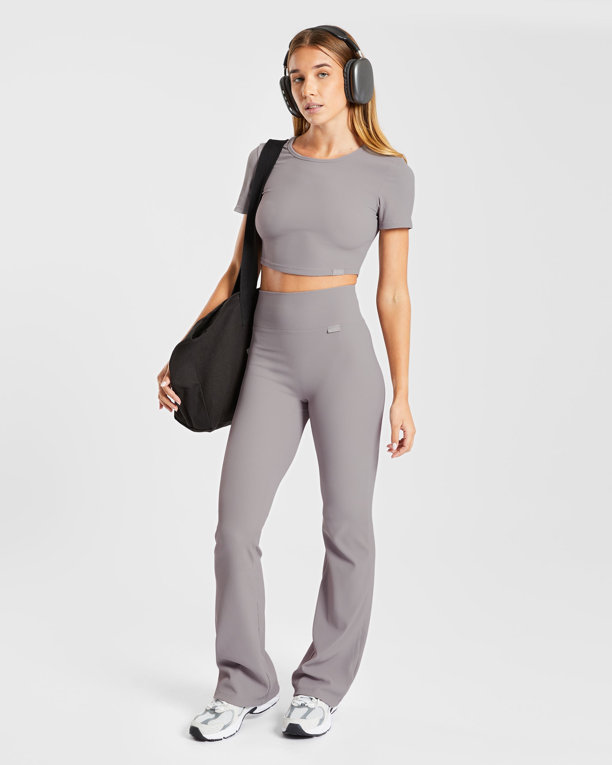 Sculpt Ribbed Crop Top - Fog Gris