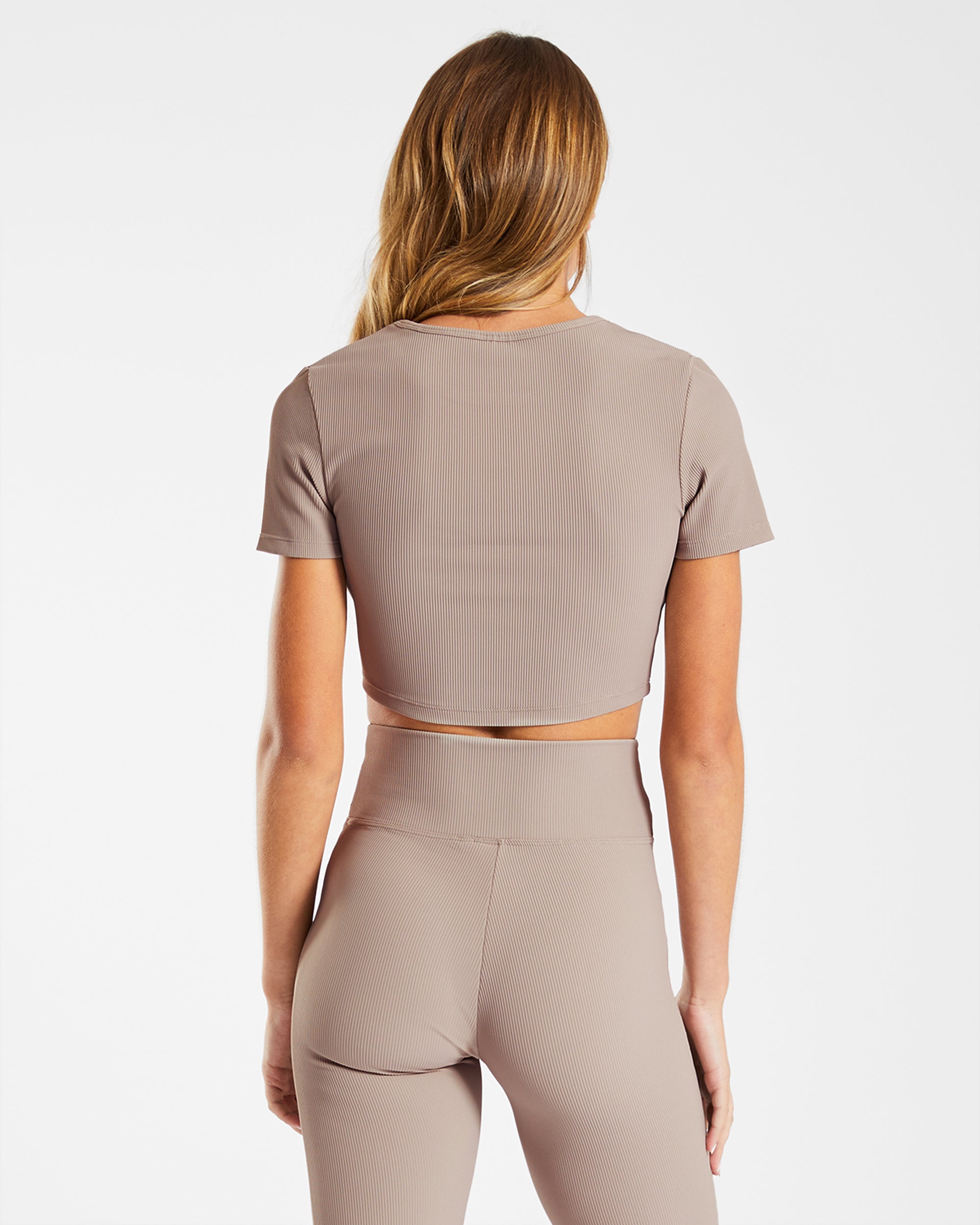 Sculpt Ribbed Crop Top - Taupe