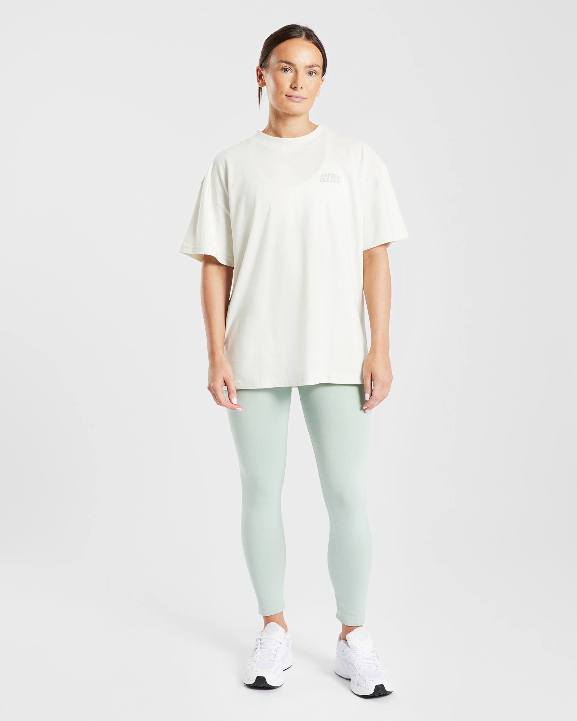 Mind Over Matter Oversized T Shirt - Beige/Vert