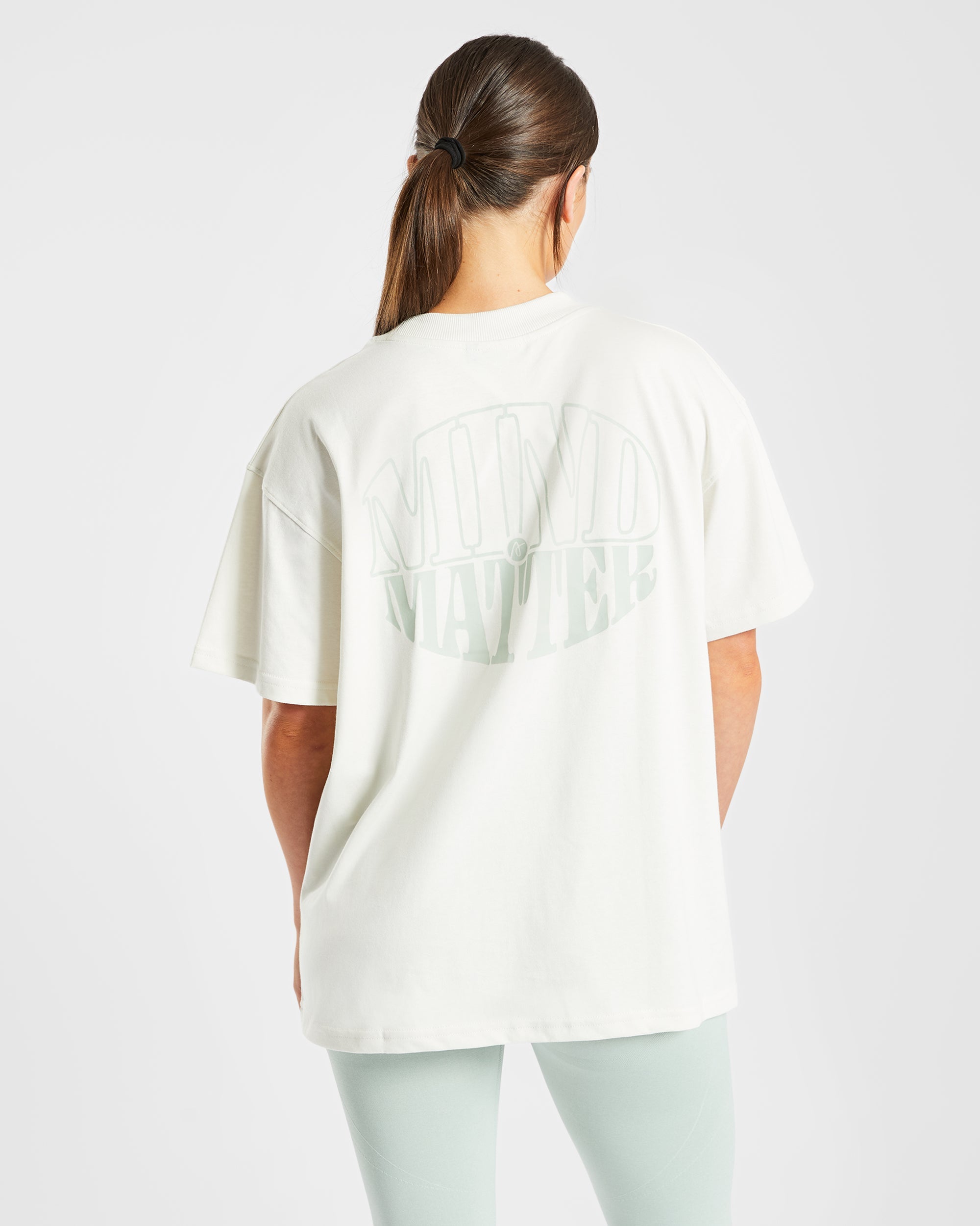 Mind Over Matter Oversized T Shirt - Beige/Vert