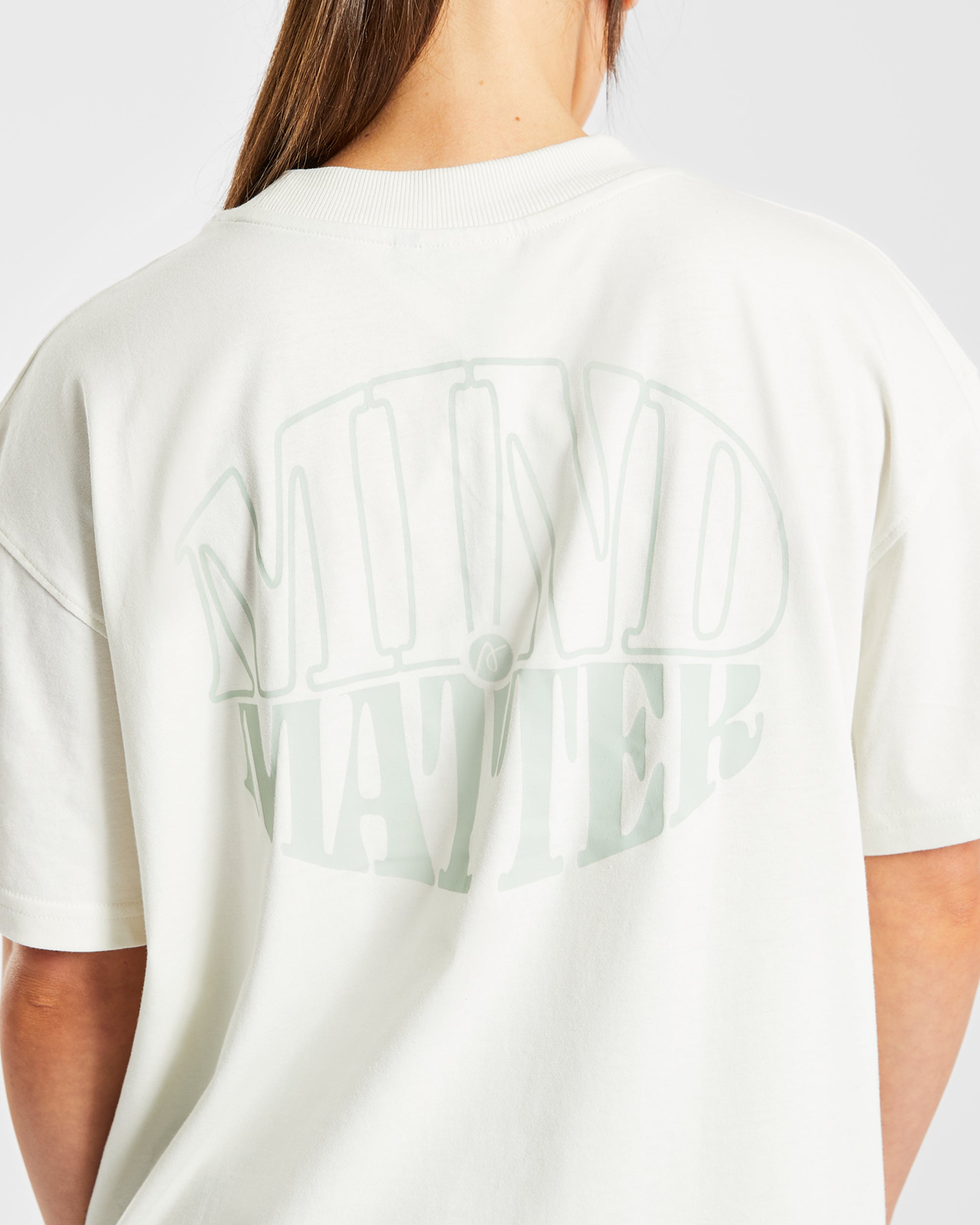 Mind Over Matter Oversized T Shirt - Beige/Vert