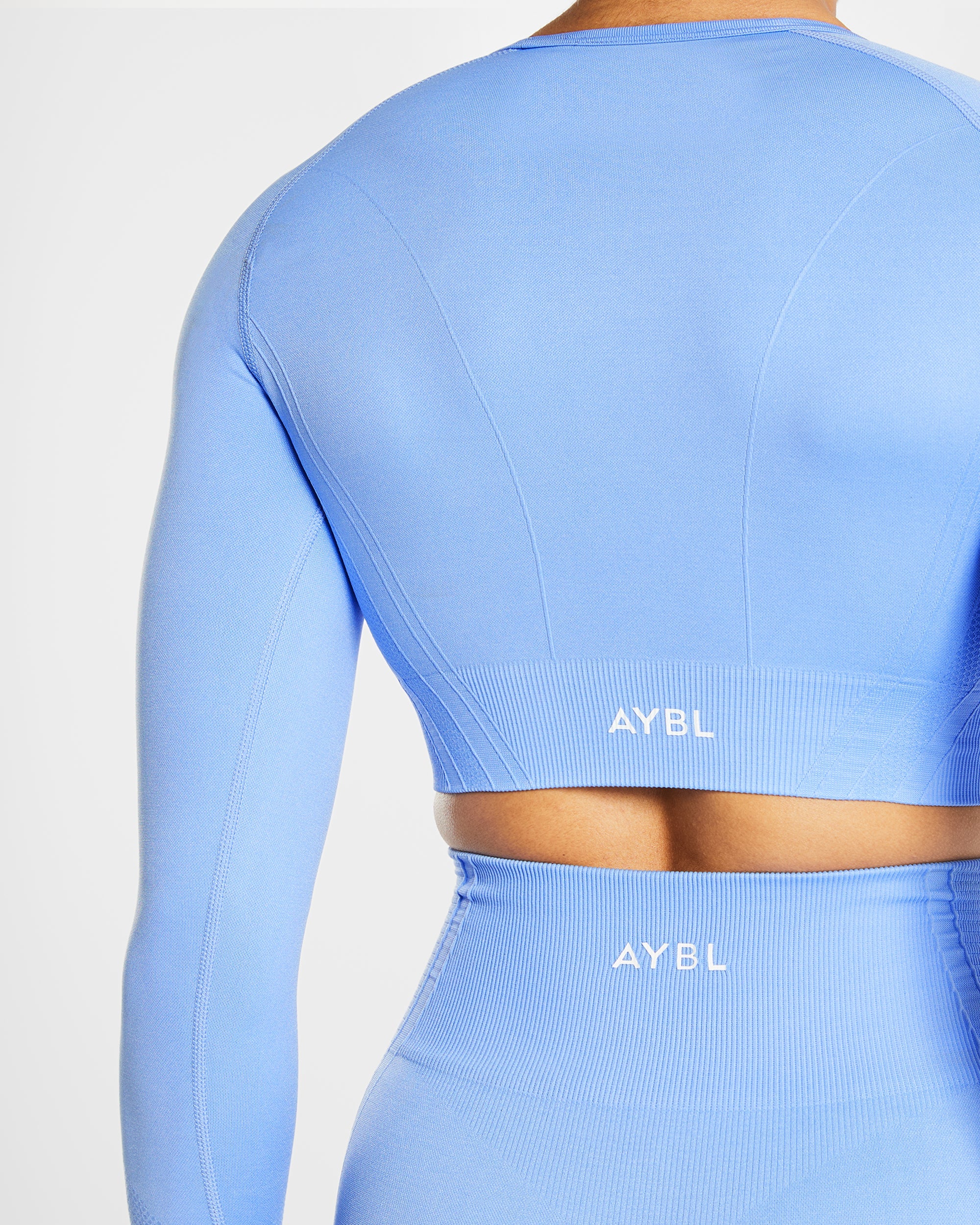 Balance V2 Seamless Long Sleeve Crop Top - Chambray Bleu