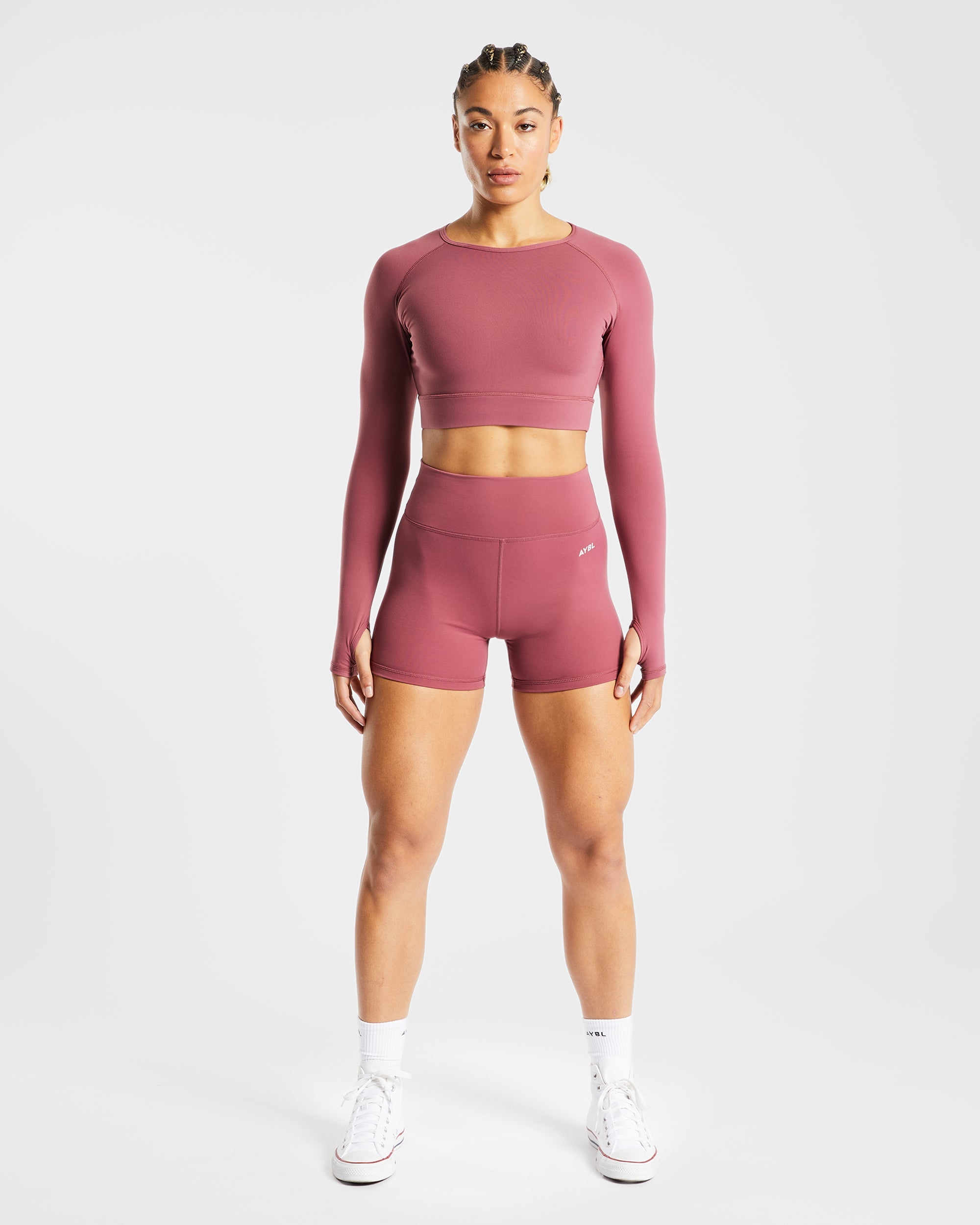 Core Long Sleeve Crop Top - Brick Rouge