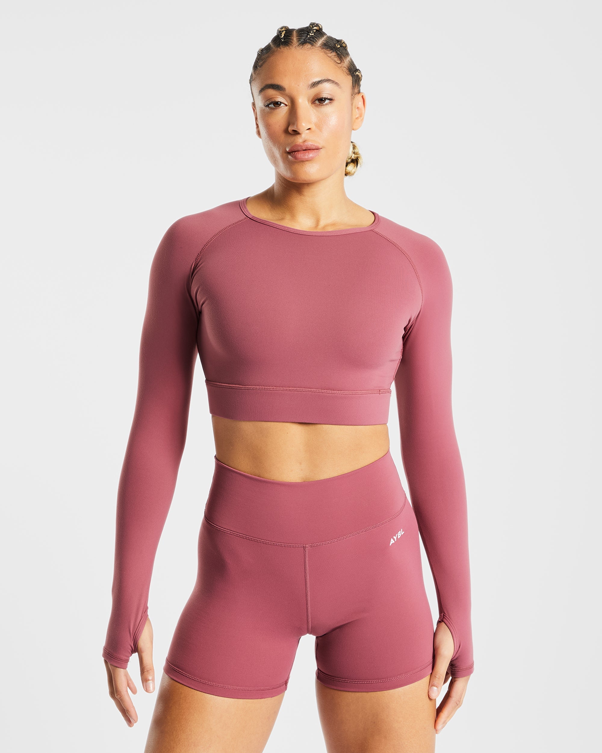 Core Long Sleeve Crop Top - Brick Rouge