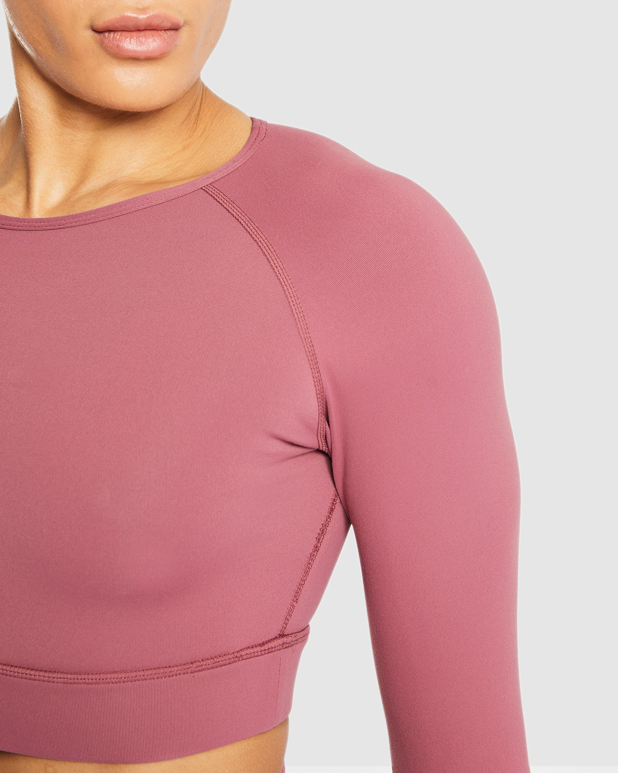 Core Long Sleeve Crop Top - Brick Rouge