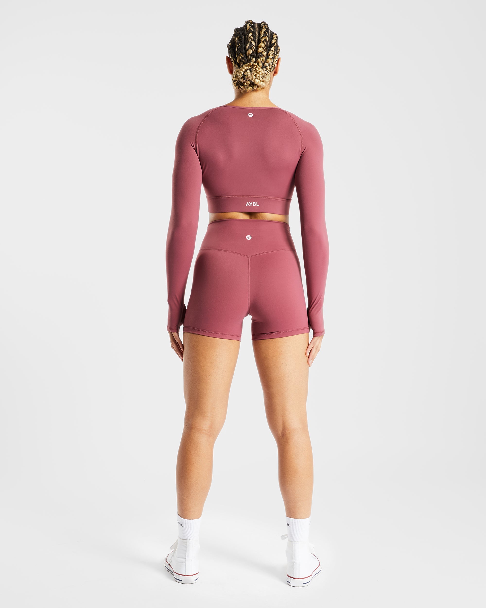 Core Long Sleeve Crop Top - Brick Rouge