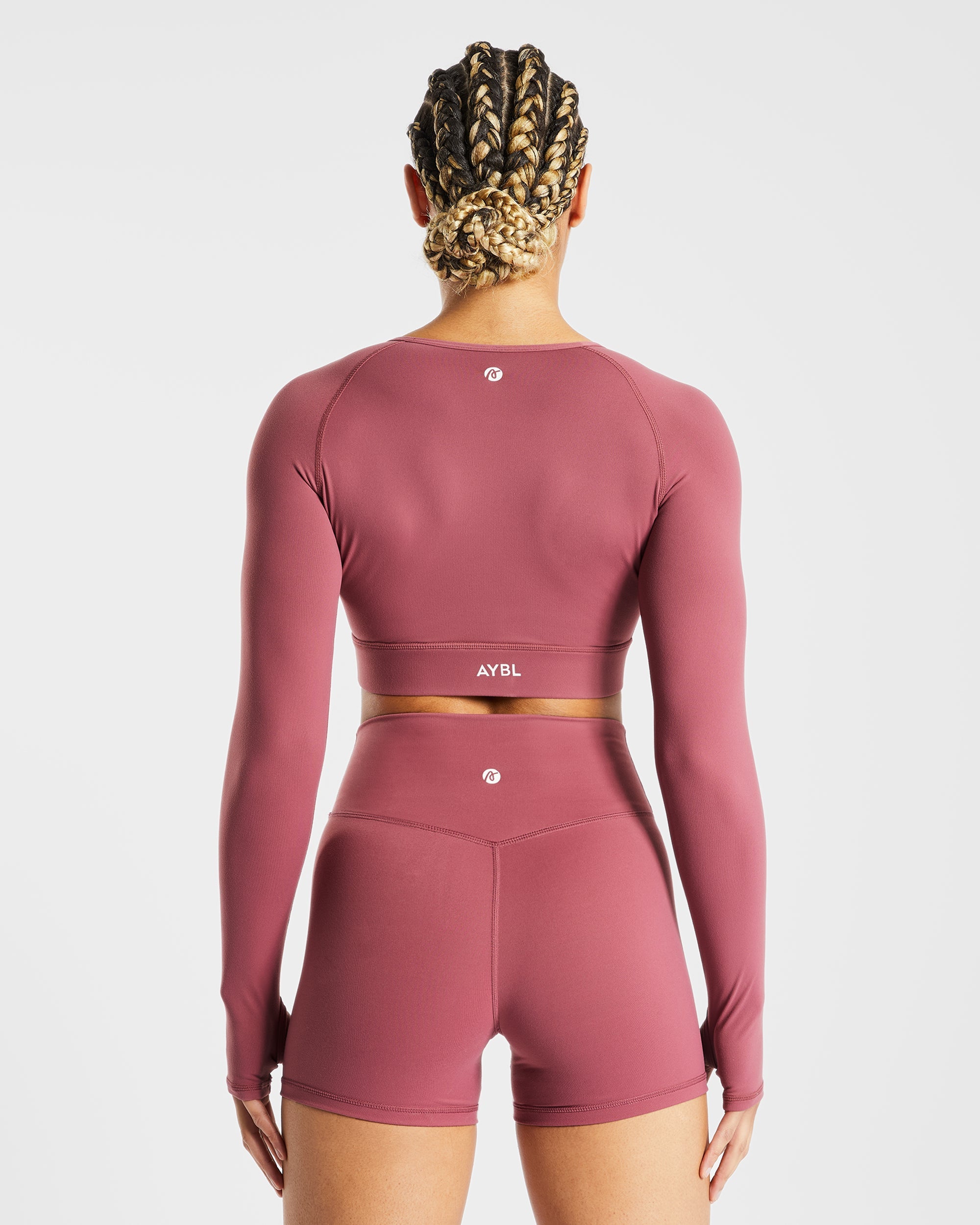 Core Long Sleeve Crop Top - Brick Rouge