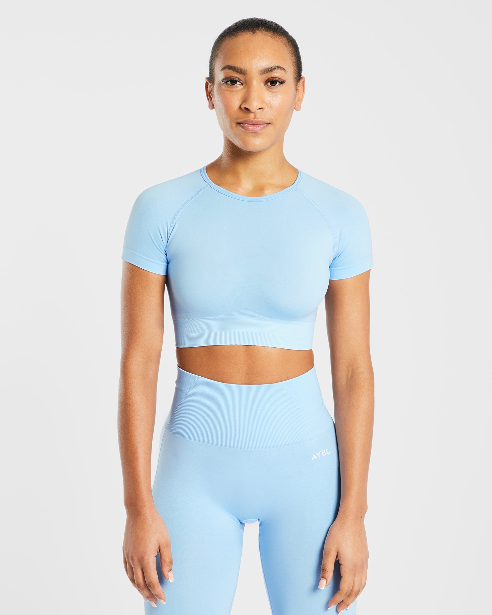 Empower Seamless Crop Top - Sky Bleu