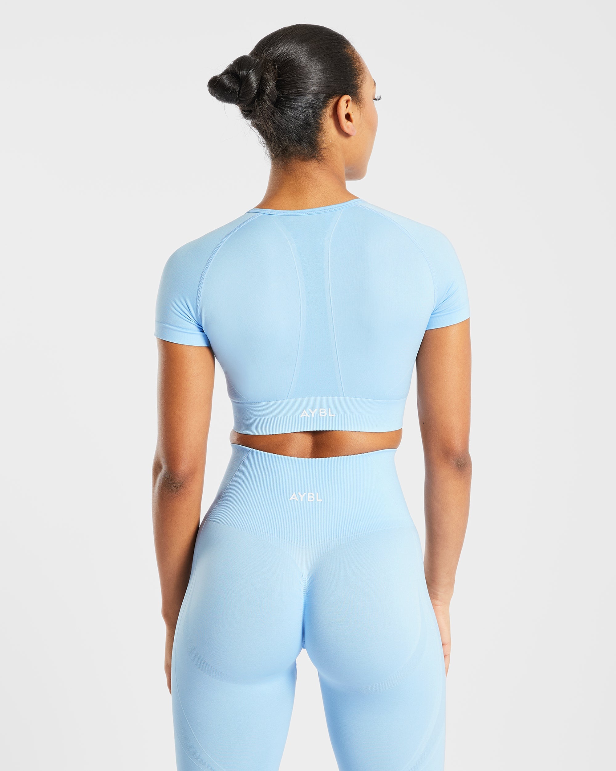 Empower Seamless Crop Top - Sky Bleu