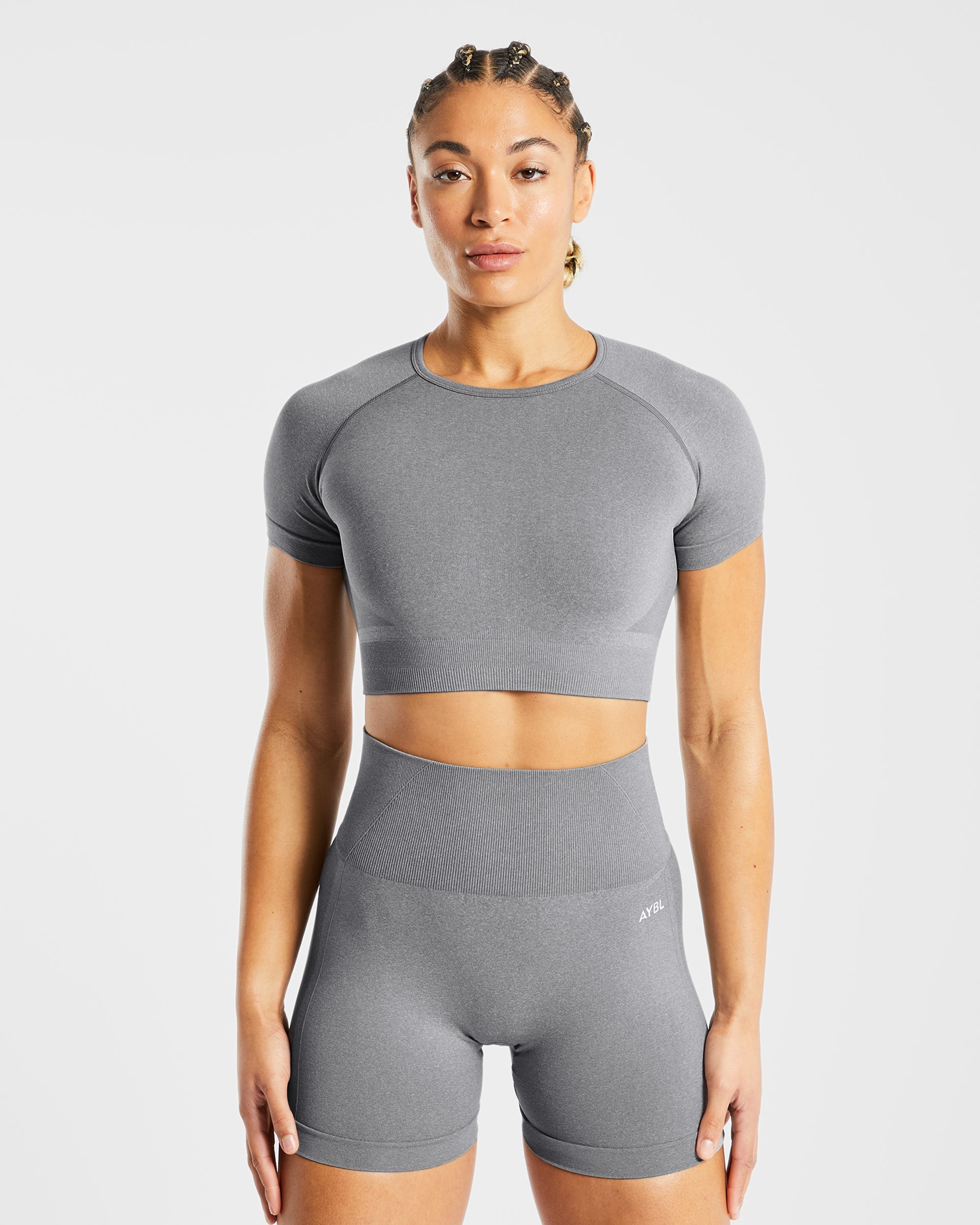 Empower Seamless Crop Top - Gris Marl