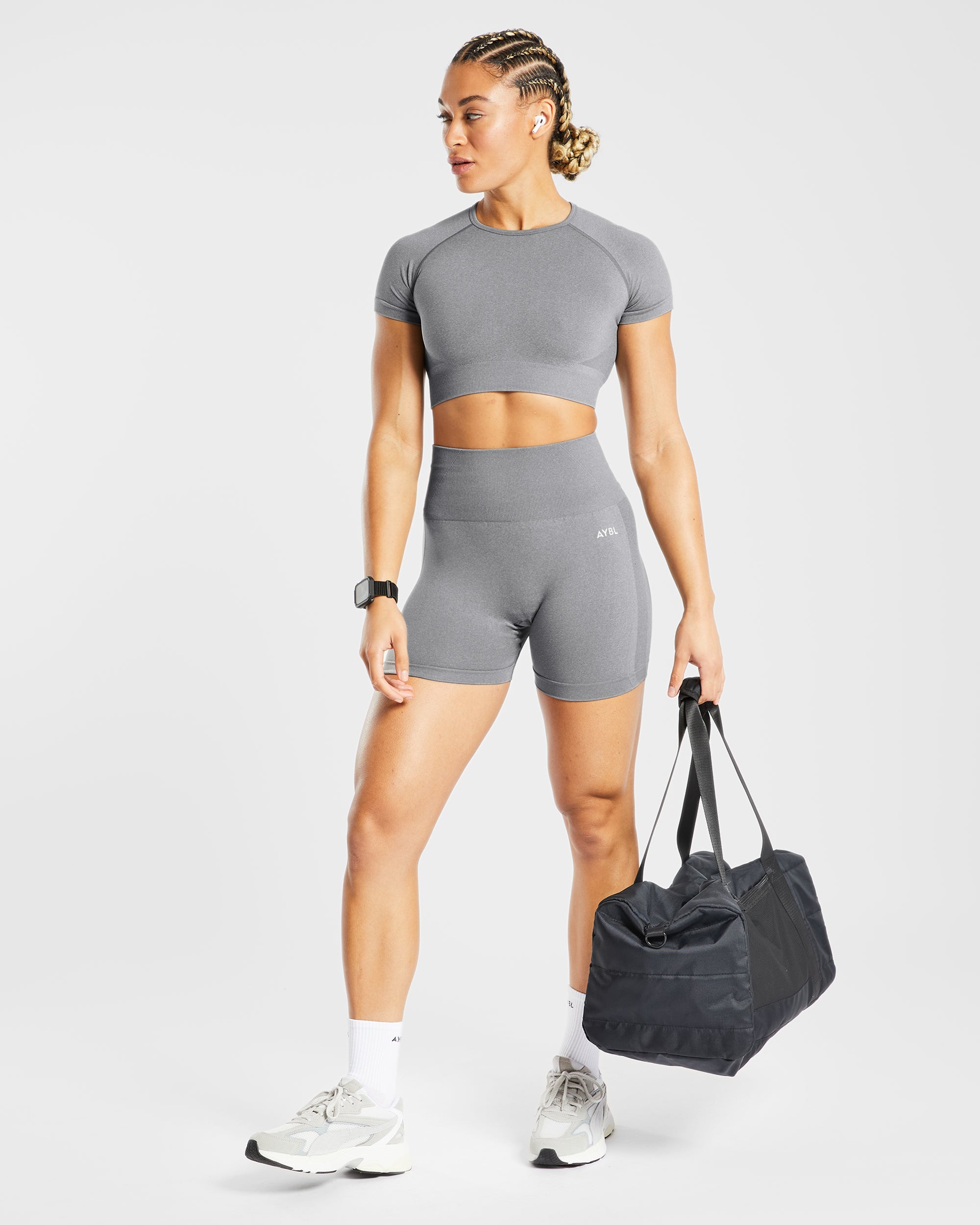 Empower Seamless Crop Top - Gris Marl