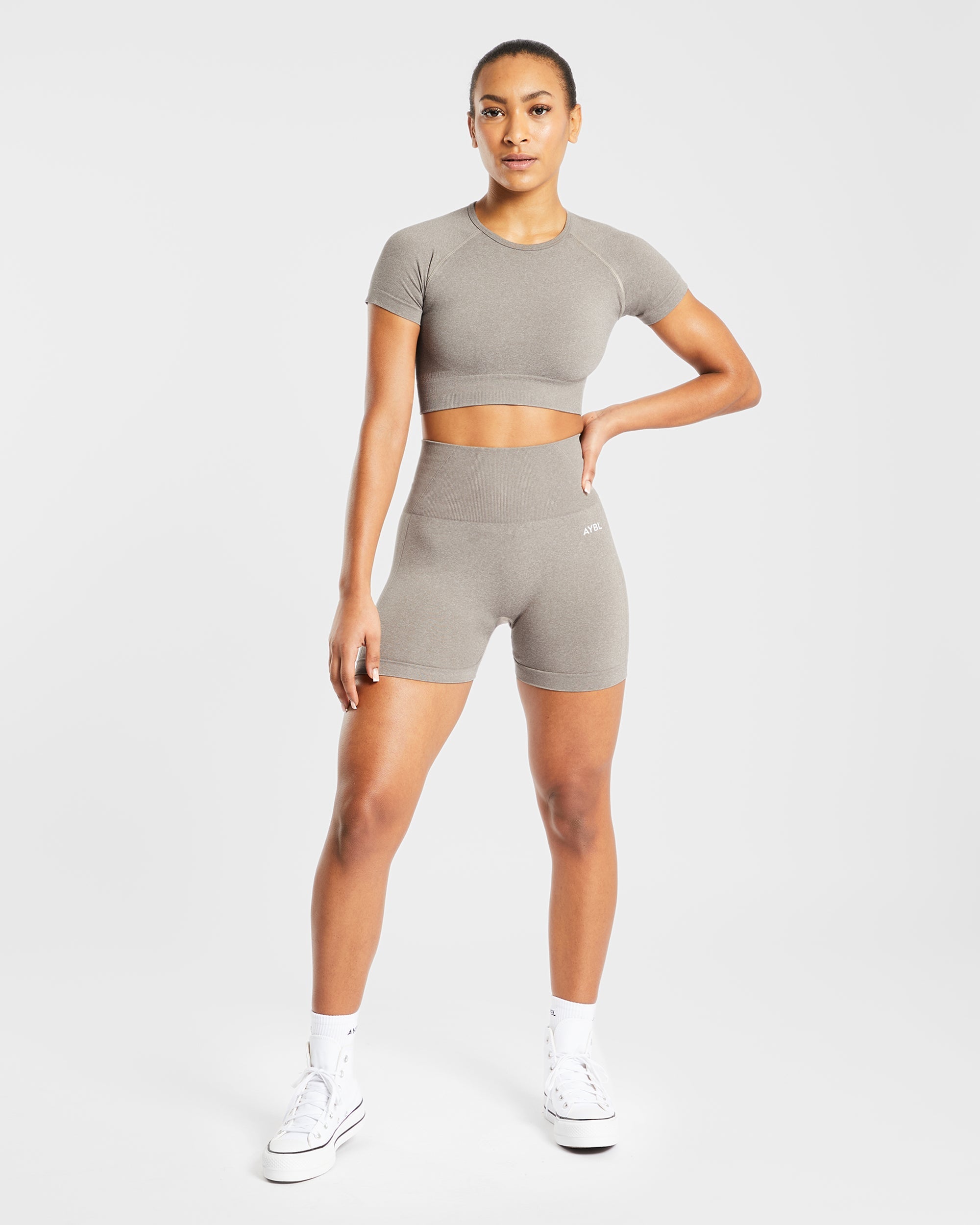 Empower Seamless Shorts - Taupe Marl