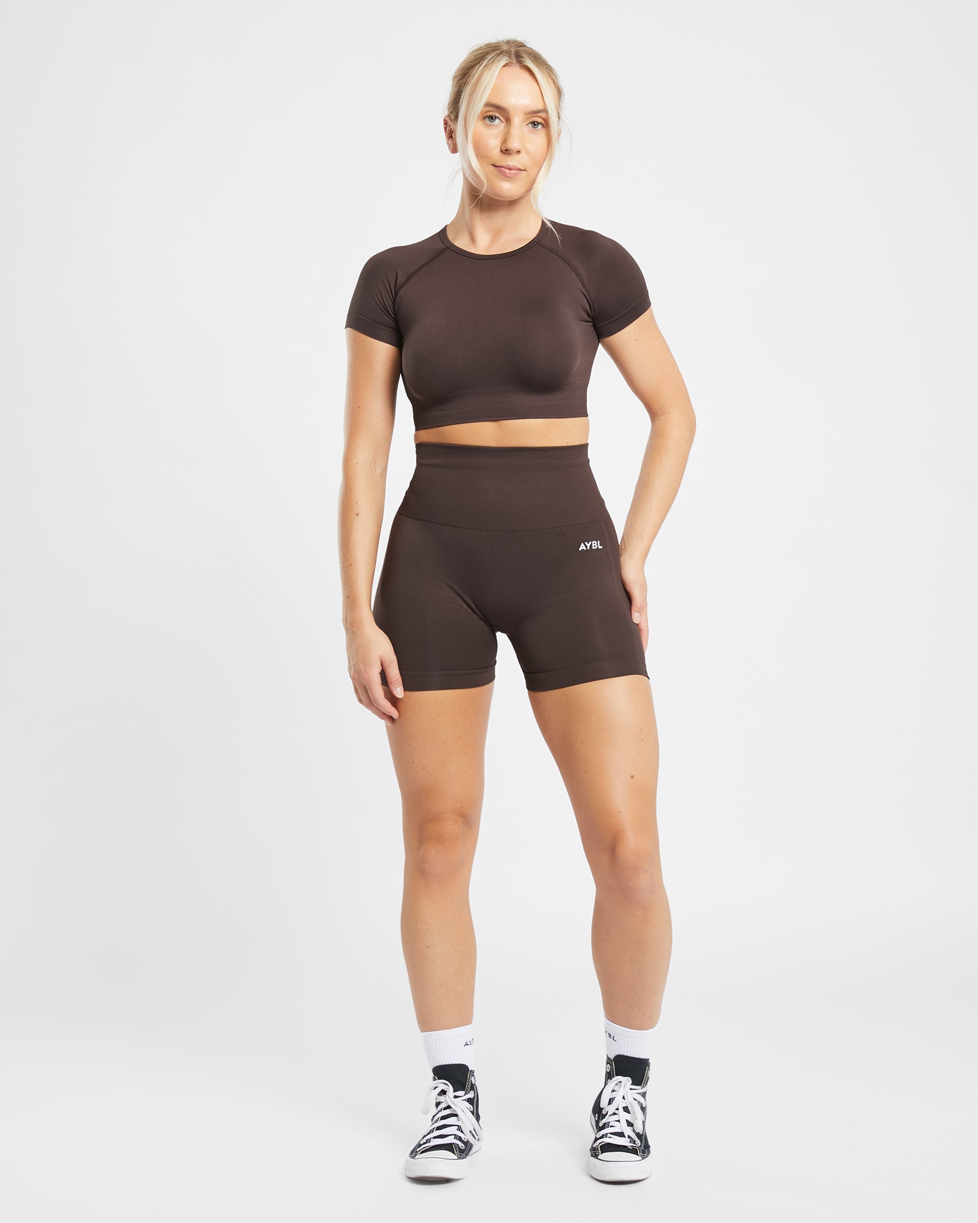 Empower Seamless Crop Top - Cocoa Marron