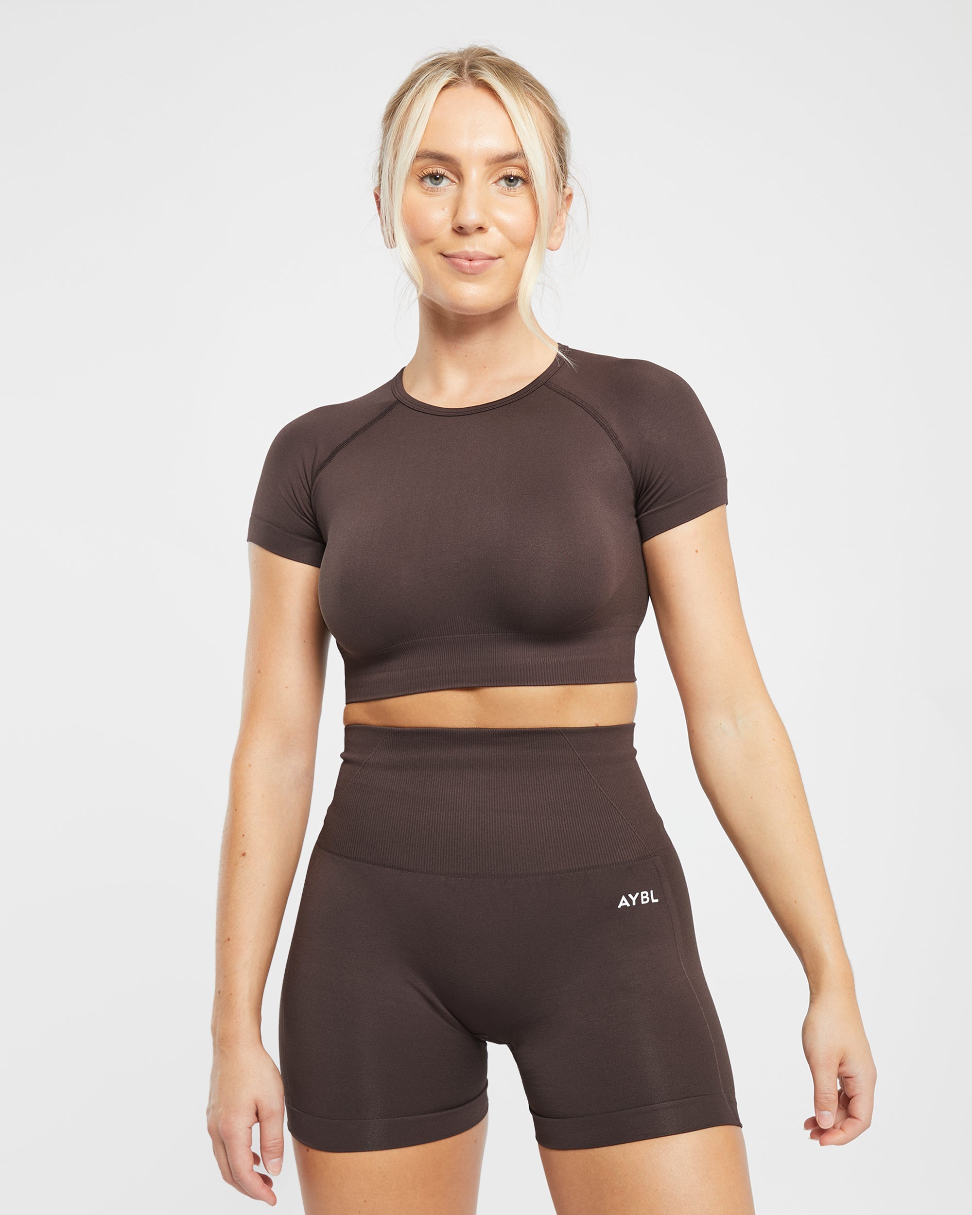 Empower Seamless Crop Top - Cocoa Marron