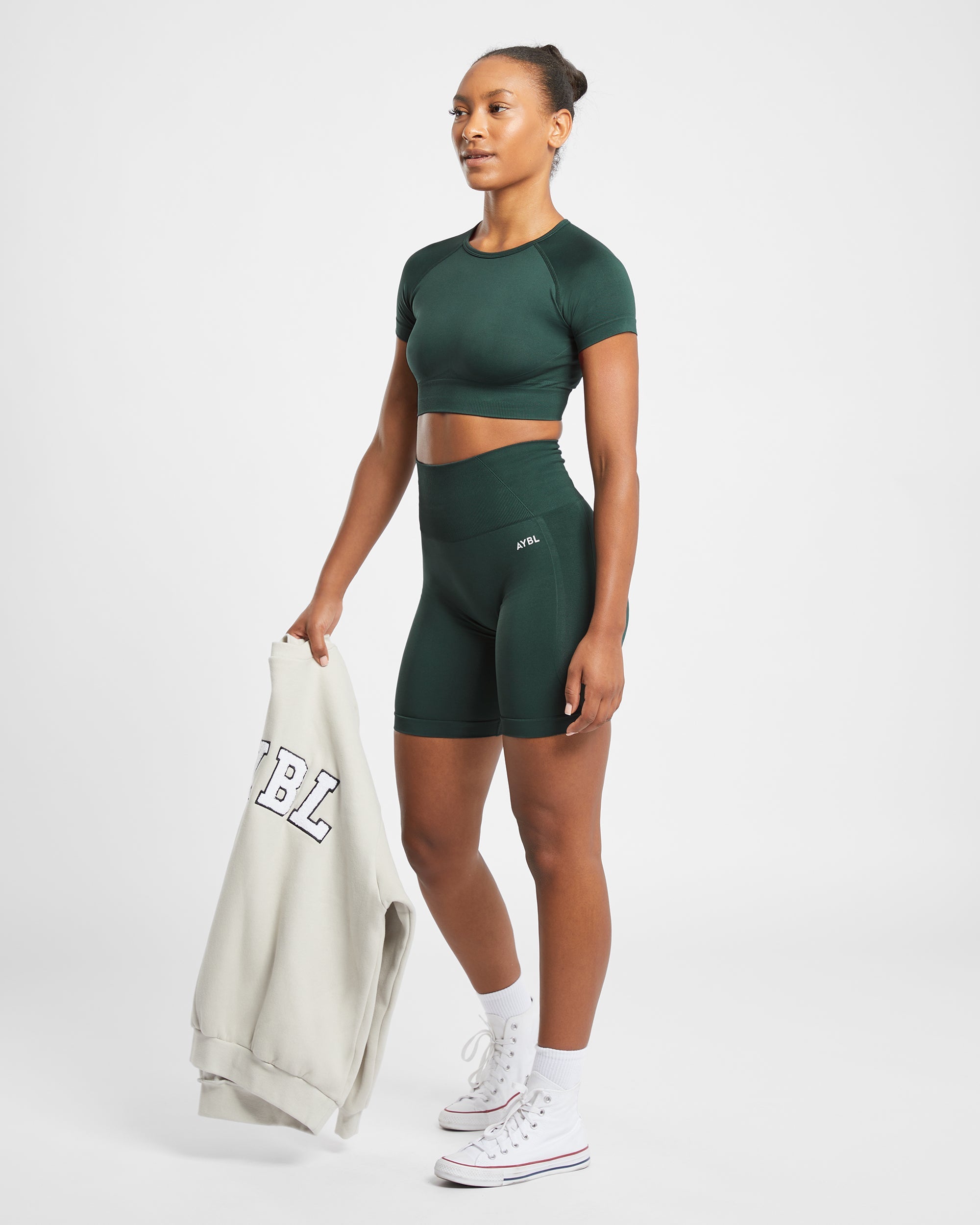 Empower Seamless Crop Top - Dark Vert