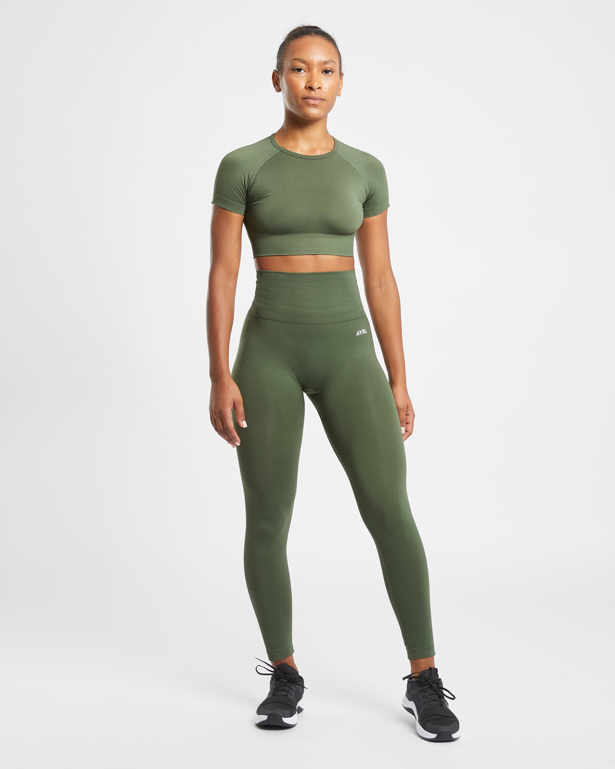 Empower Seamless Crop Top - Khaki Vert