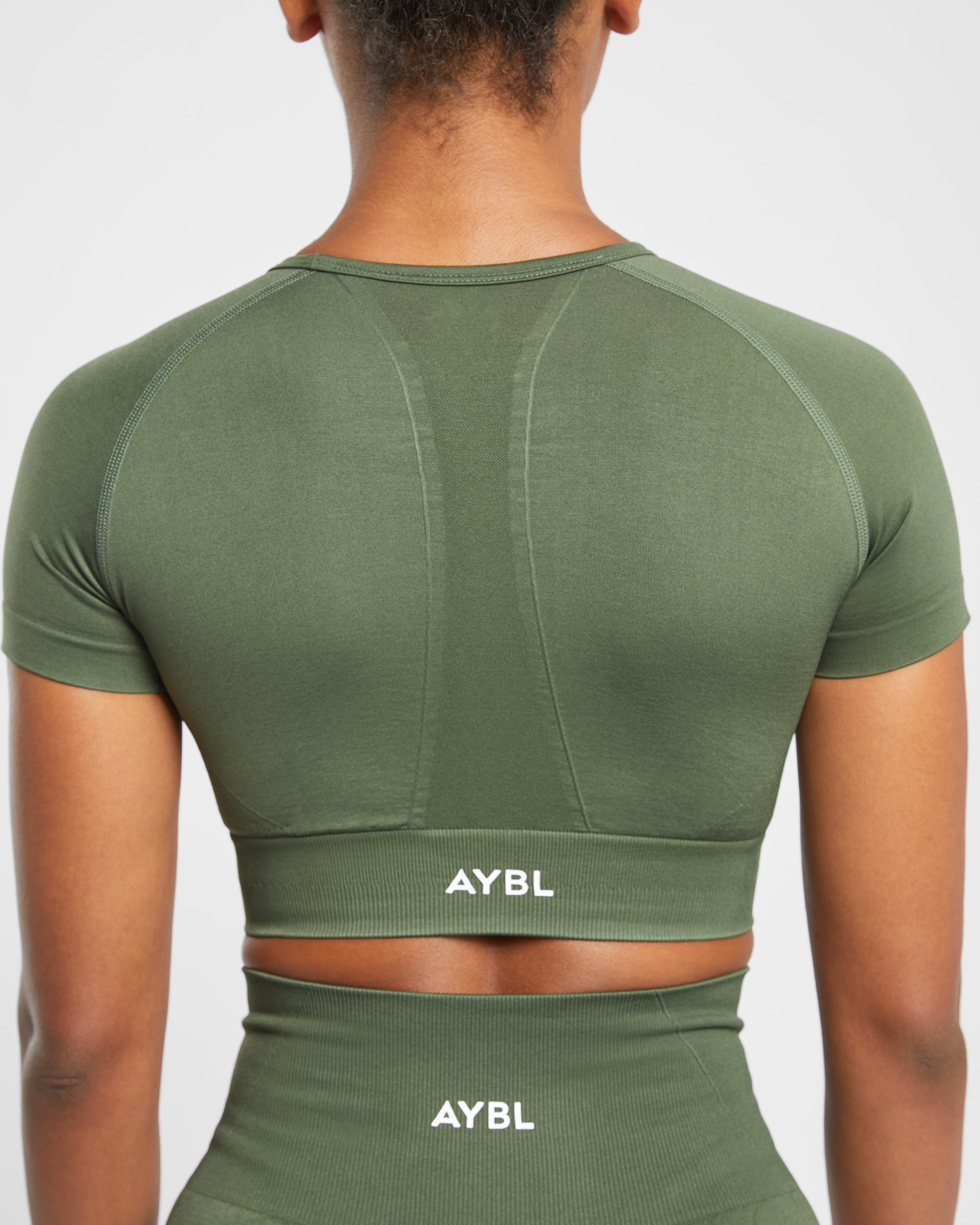 Empower Seamless Crop Top - Khaki Vert