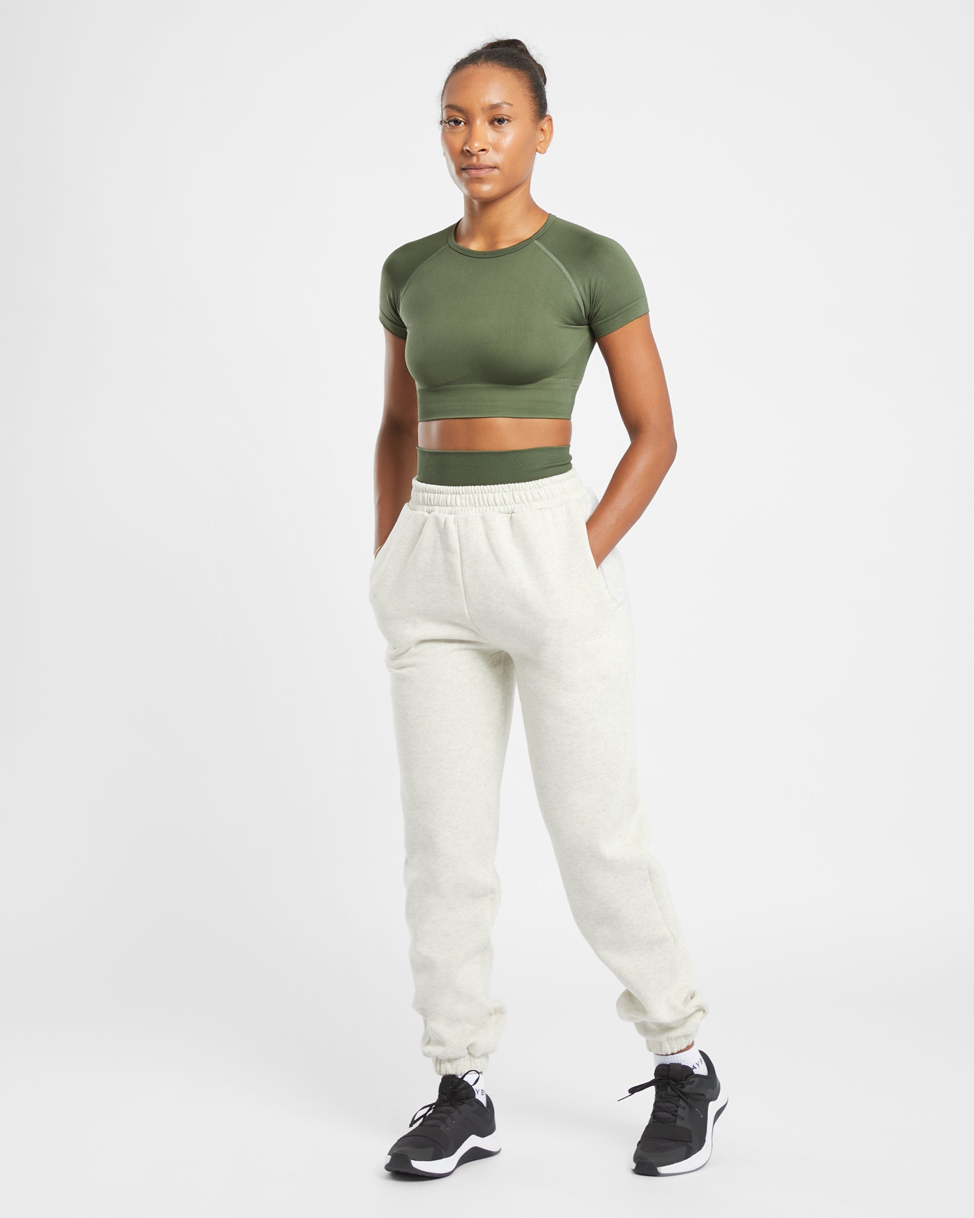 Empower Seamless Crop Top - Khaki Vert