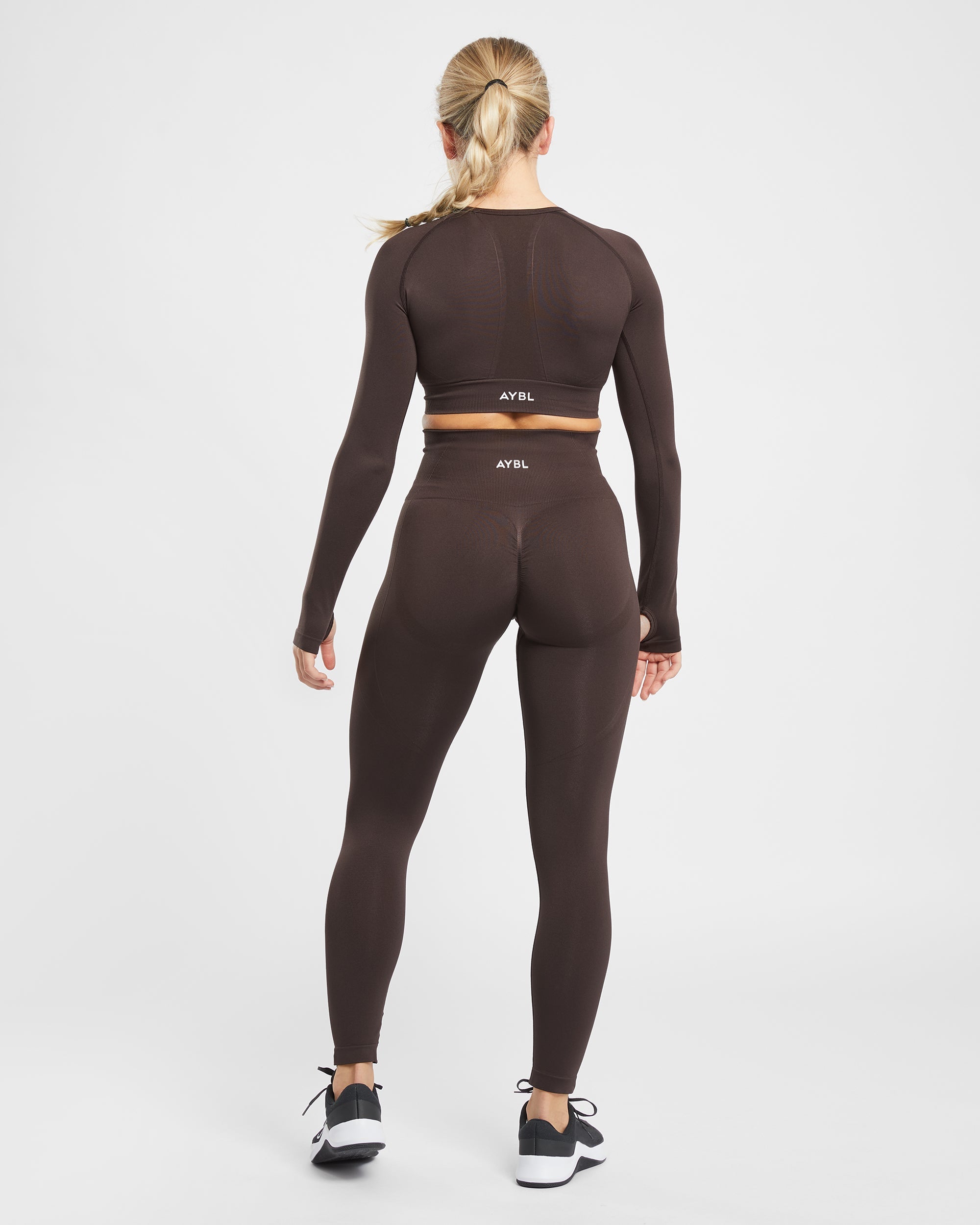 Empower Seamless Long Sleeve Crop Top - Cocoa Marron