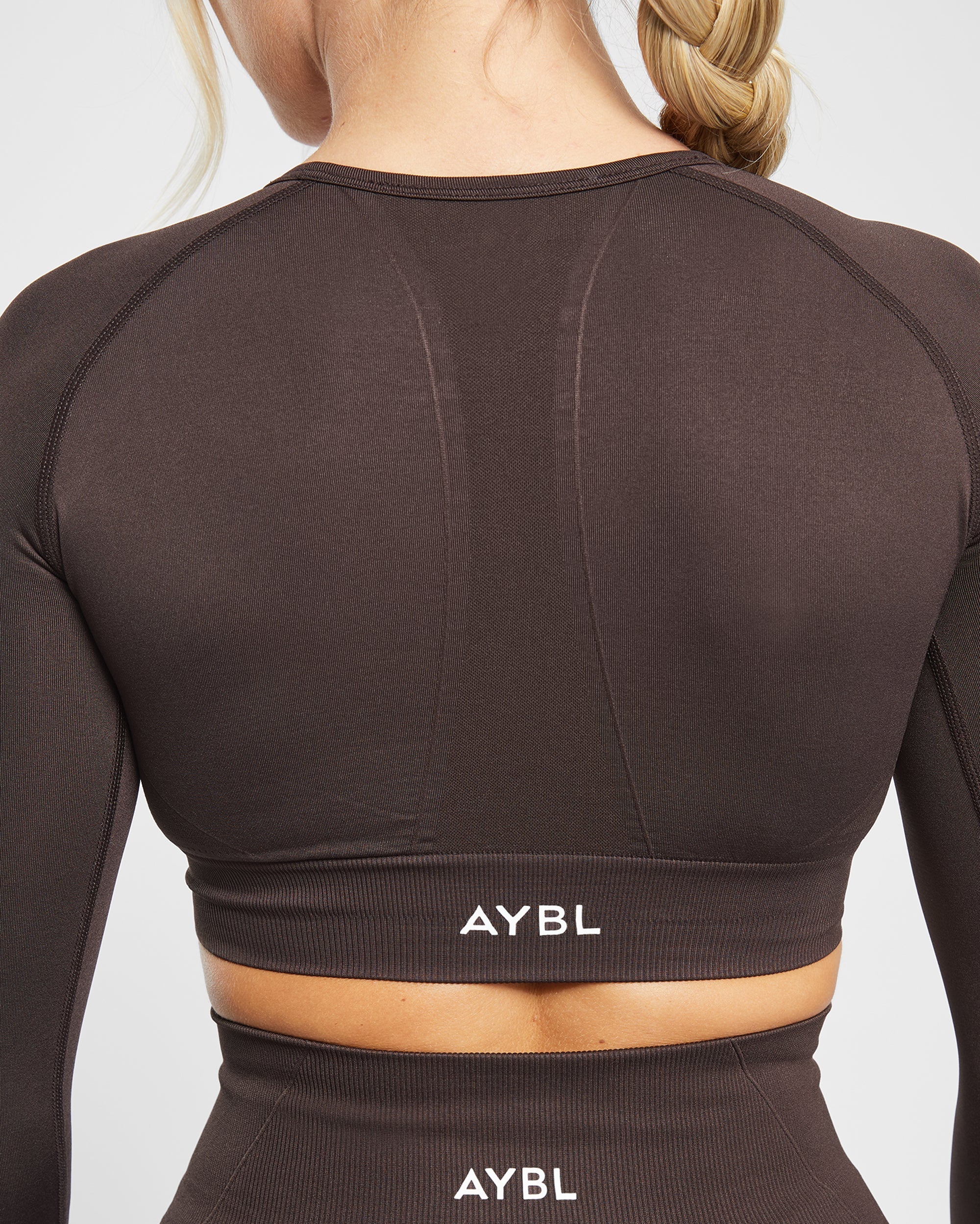 Empower Seamless Long Sleeve Crop Top - Cocoa Marron