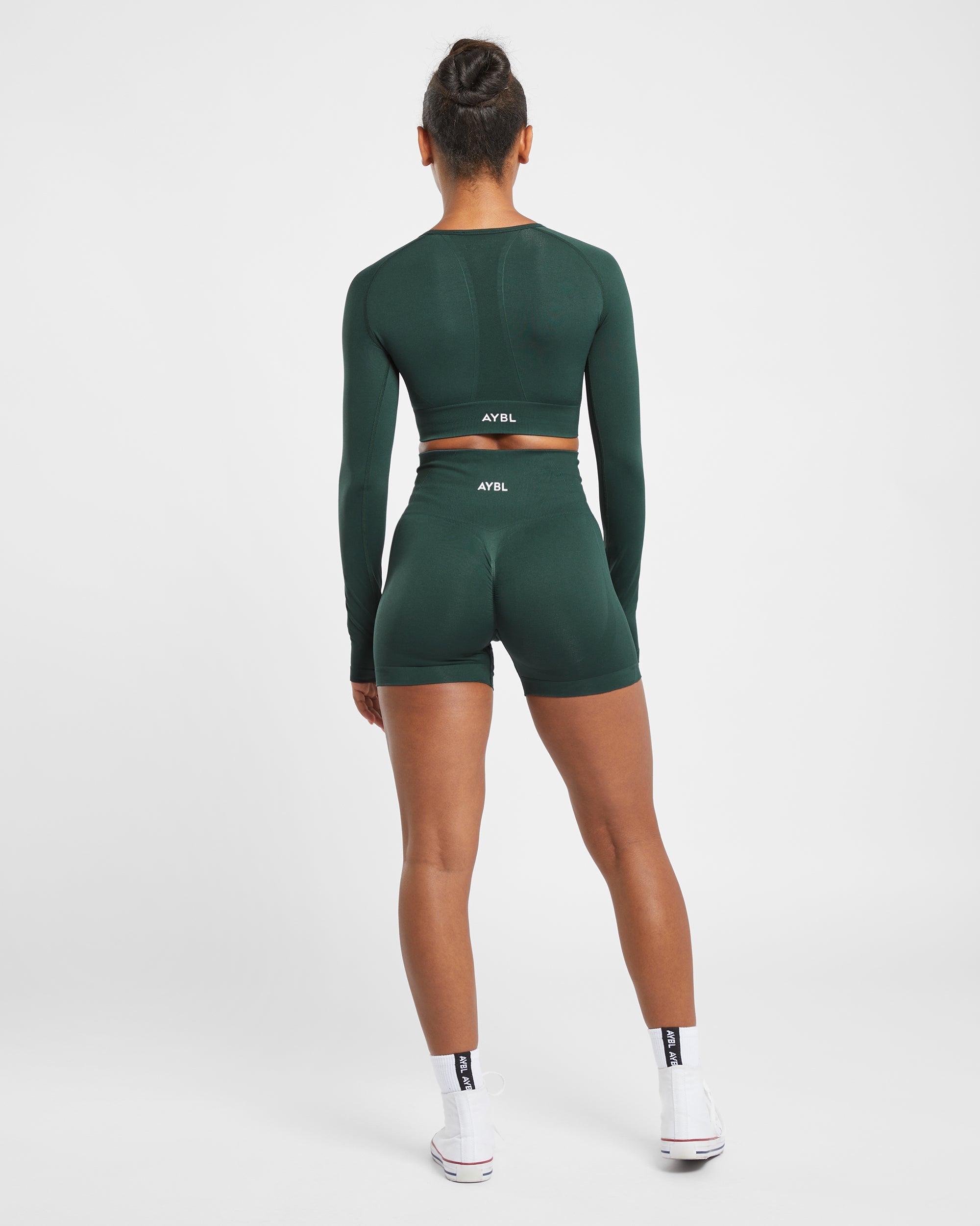 Empower Seamless Long Sleeve Crop Top - Dark Vert