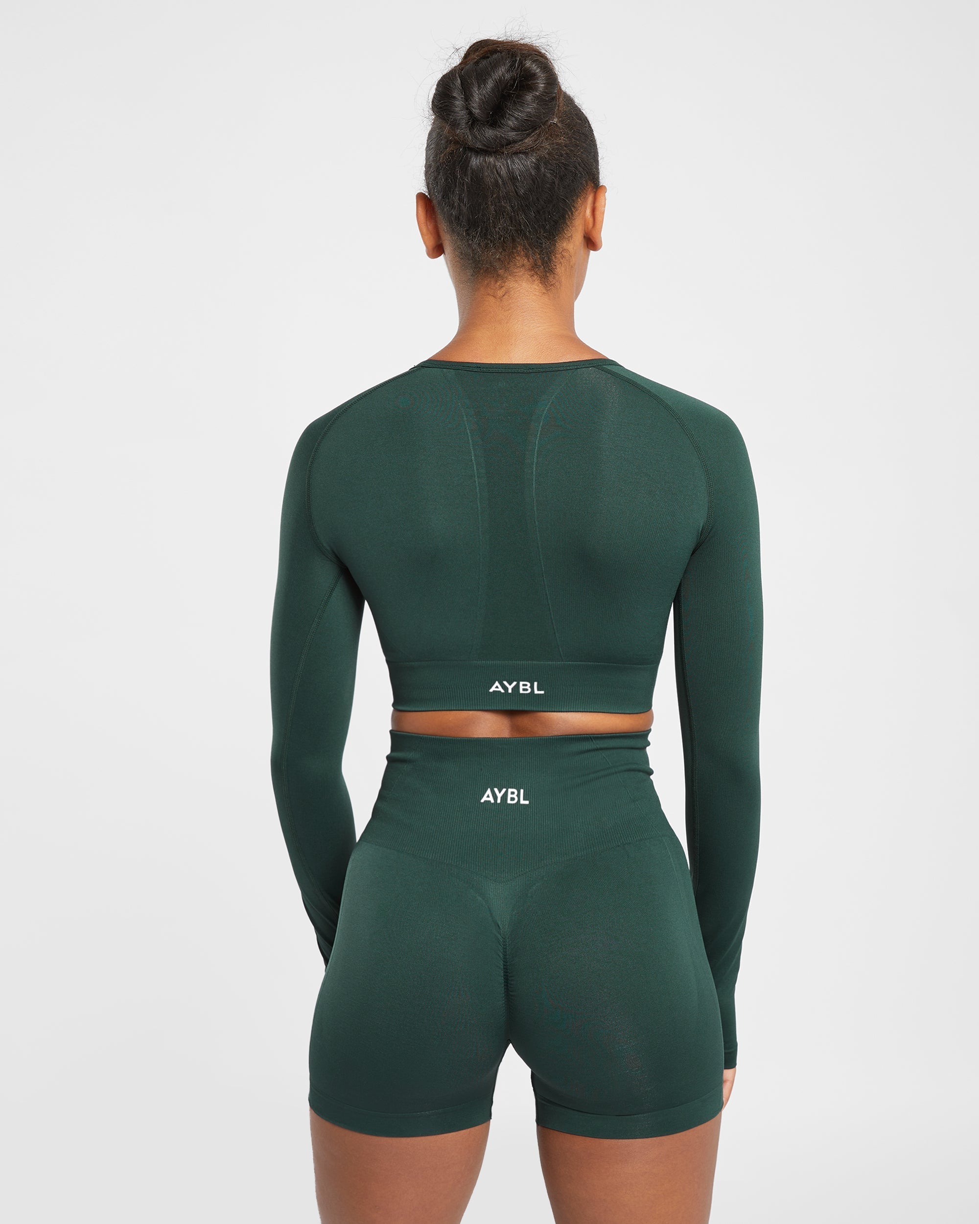 Empower Seamless Long Sleeve Crop Top - Dark Vert