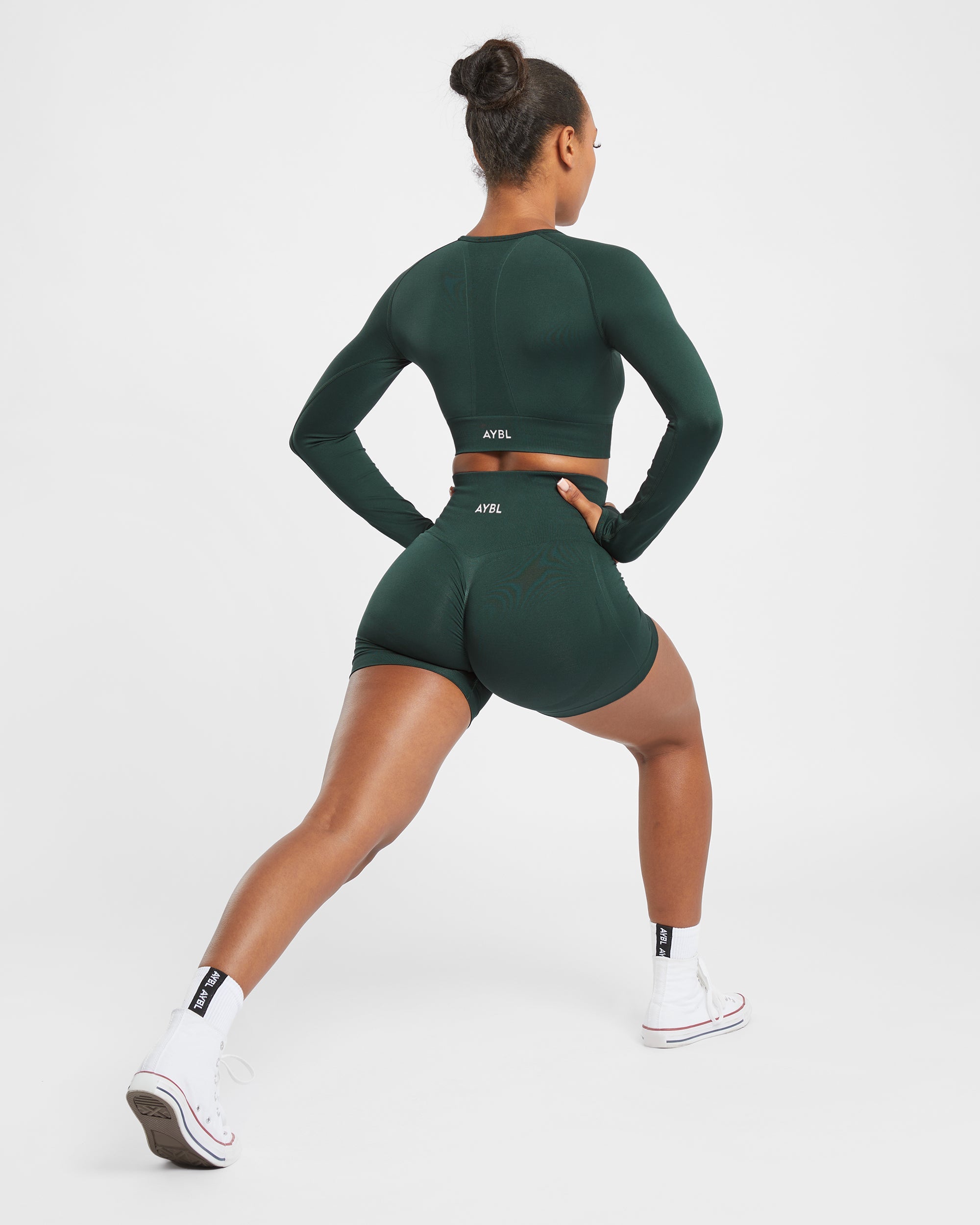 Empower Seamless Long Sleeve Crop Top - Dark Vert