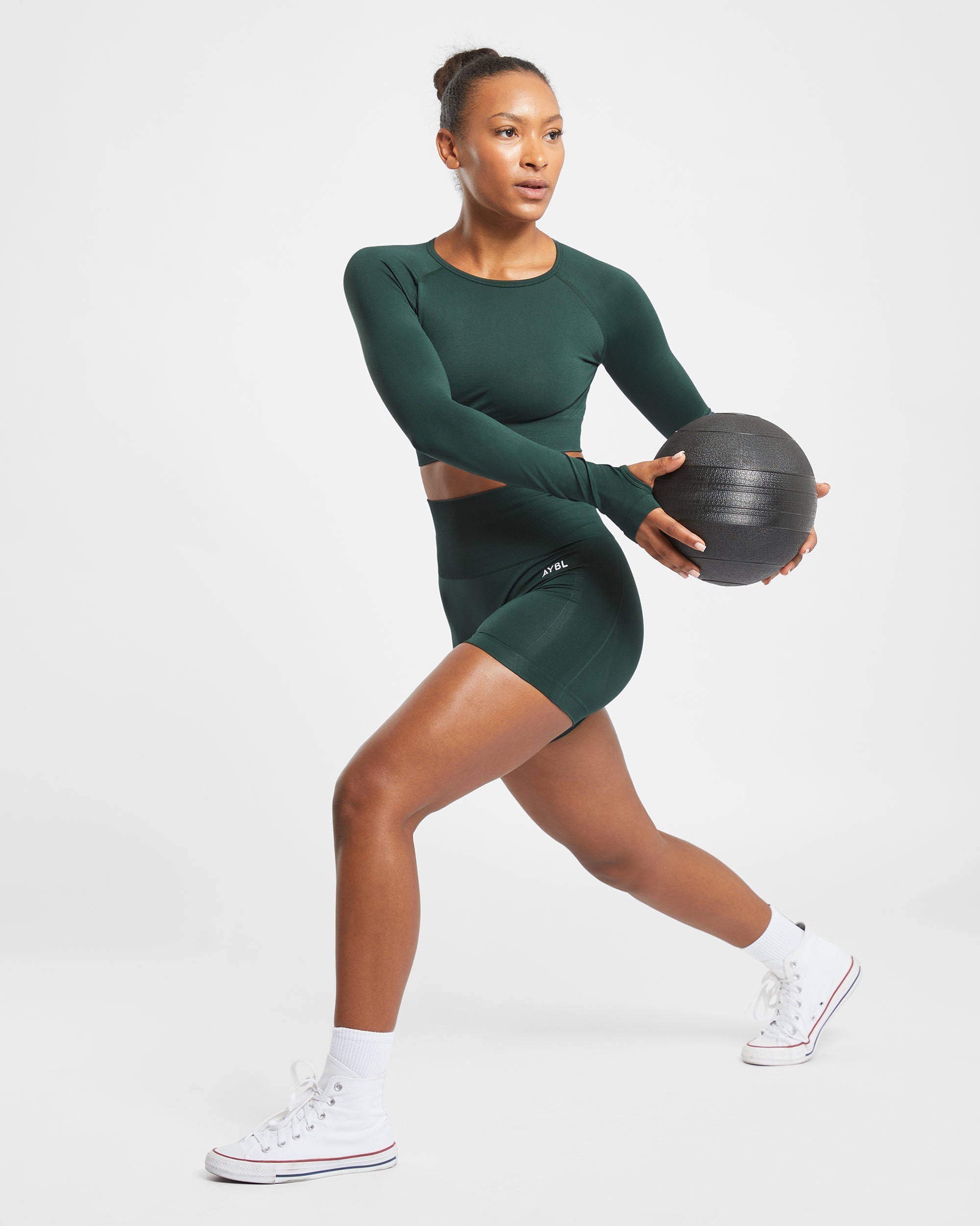 Empower Seamless Long Sleeve Crop Top - Dark Vert