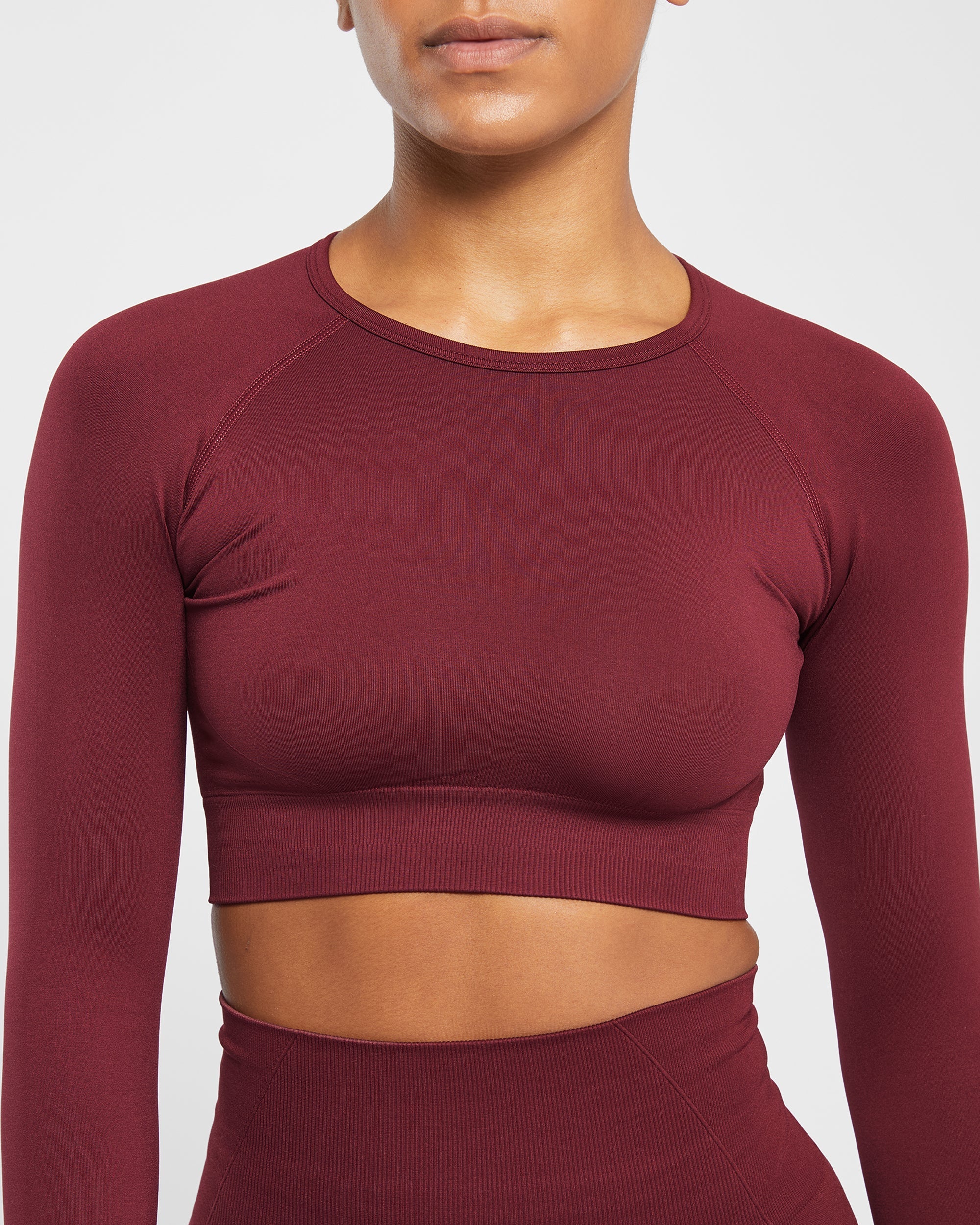 Empower Seamless Long Sleeve Crop Top - Rouge Wine