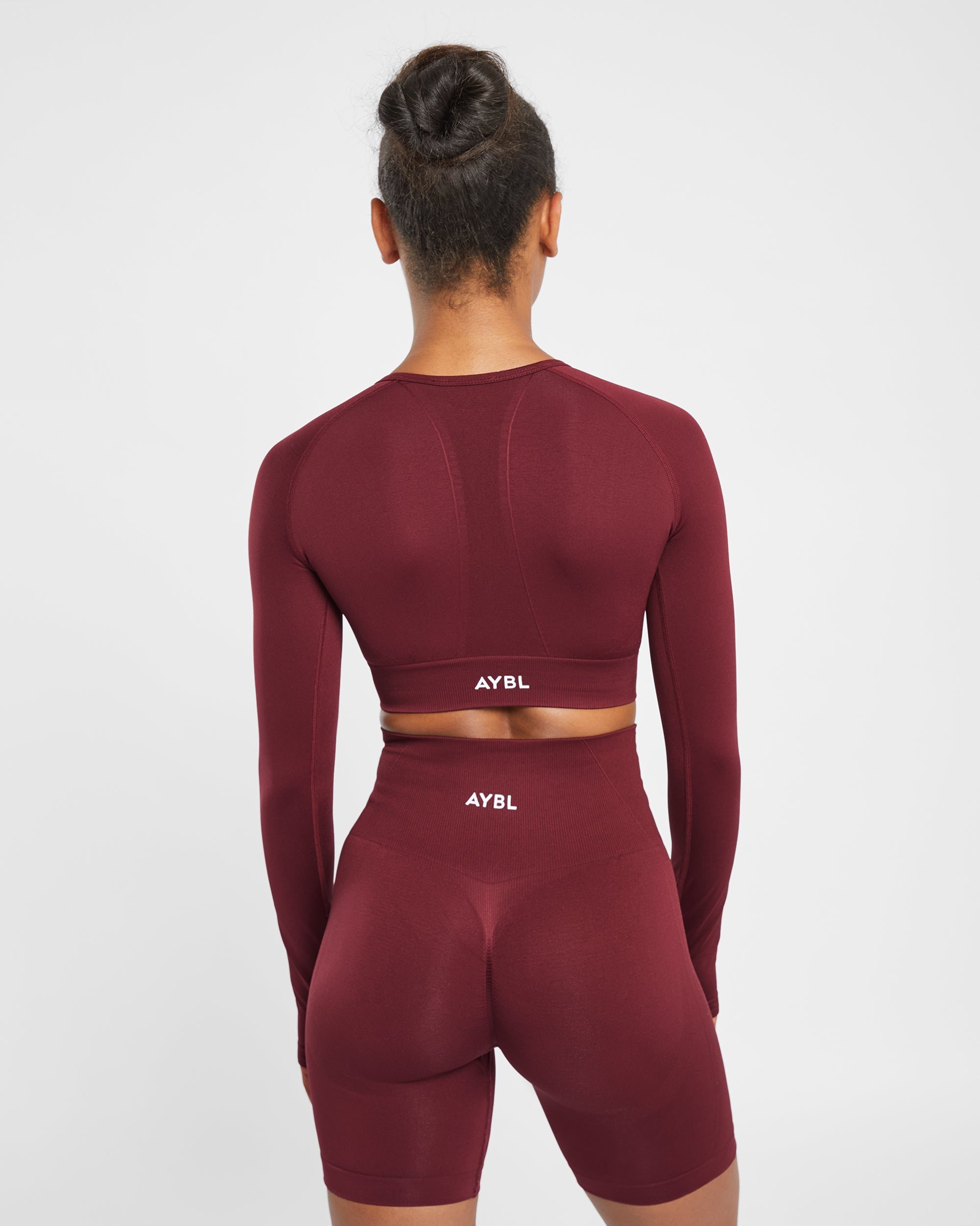 Empower Seamless Long Sleeve Crop Top - Rouge Wine