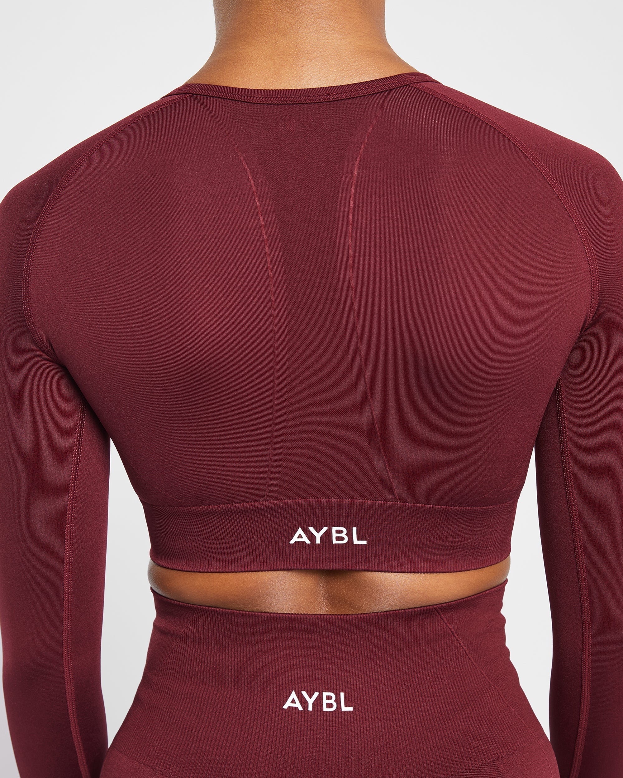 Empower Seamless Long Sleeve Crop Top - Rouge Wine