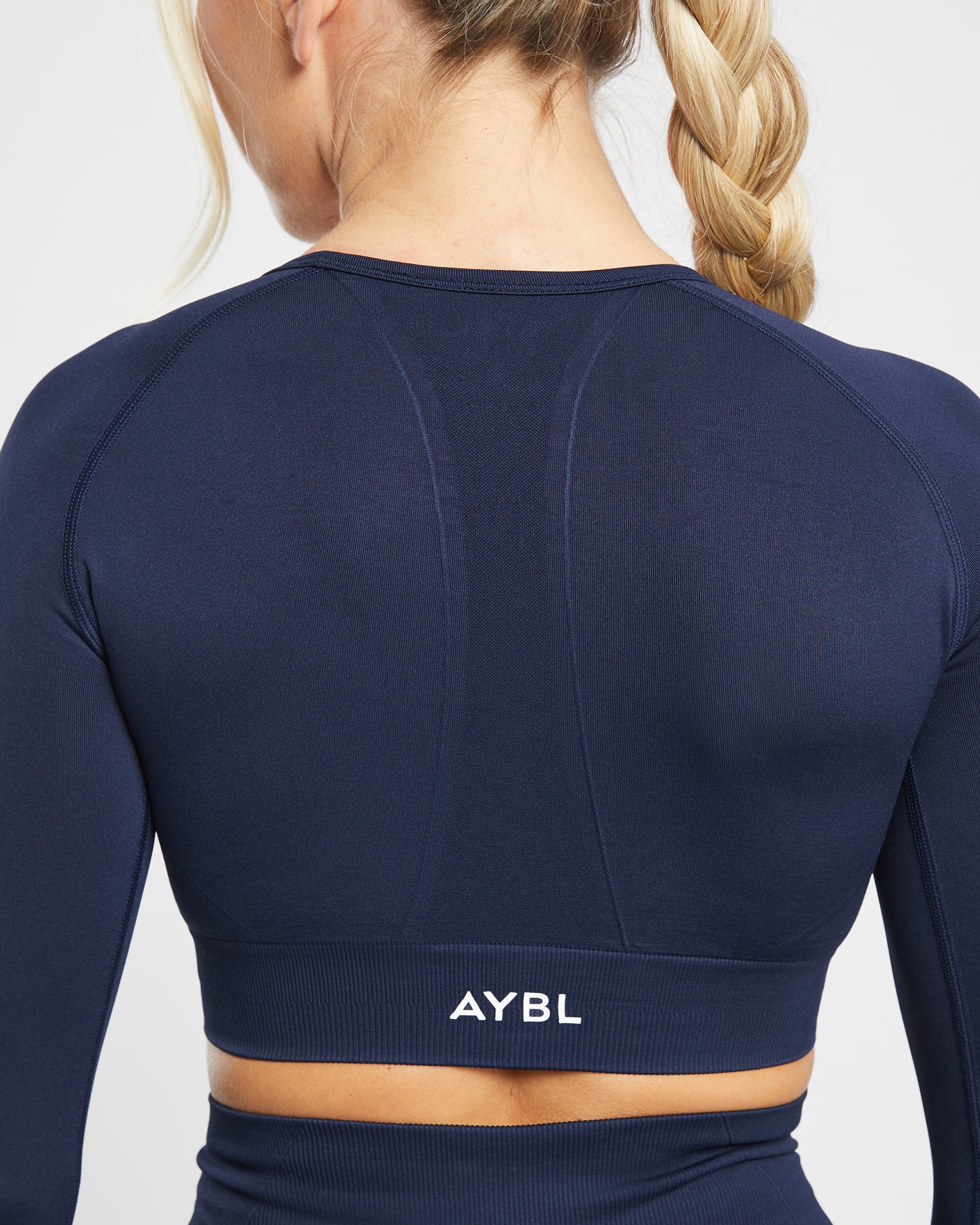 Empower Seamless Long Sleeve Crop Top - Navy