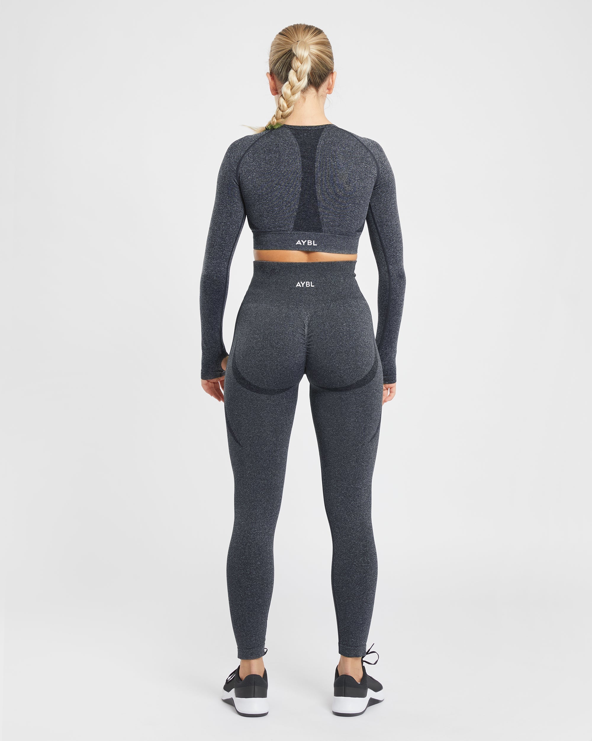 Empower Seamless Long Sleeve Crop Top - Noir Marl