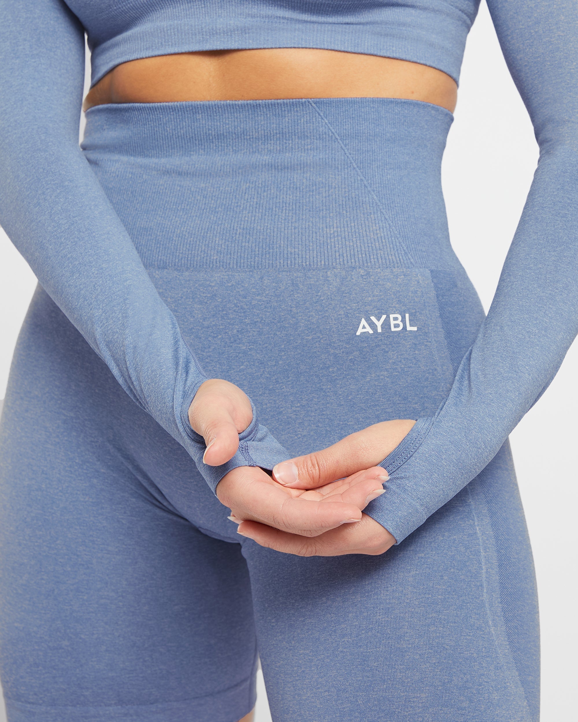 Empower Seamless Long Sleeve Crop Top - Bleu Marl