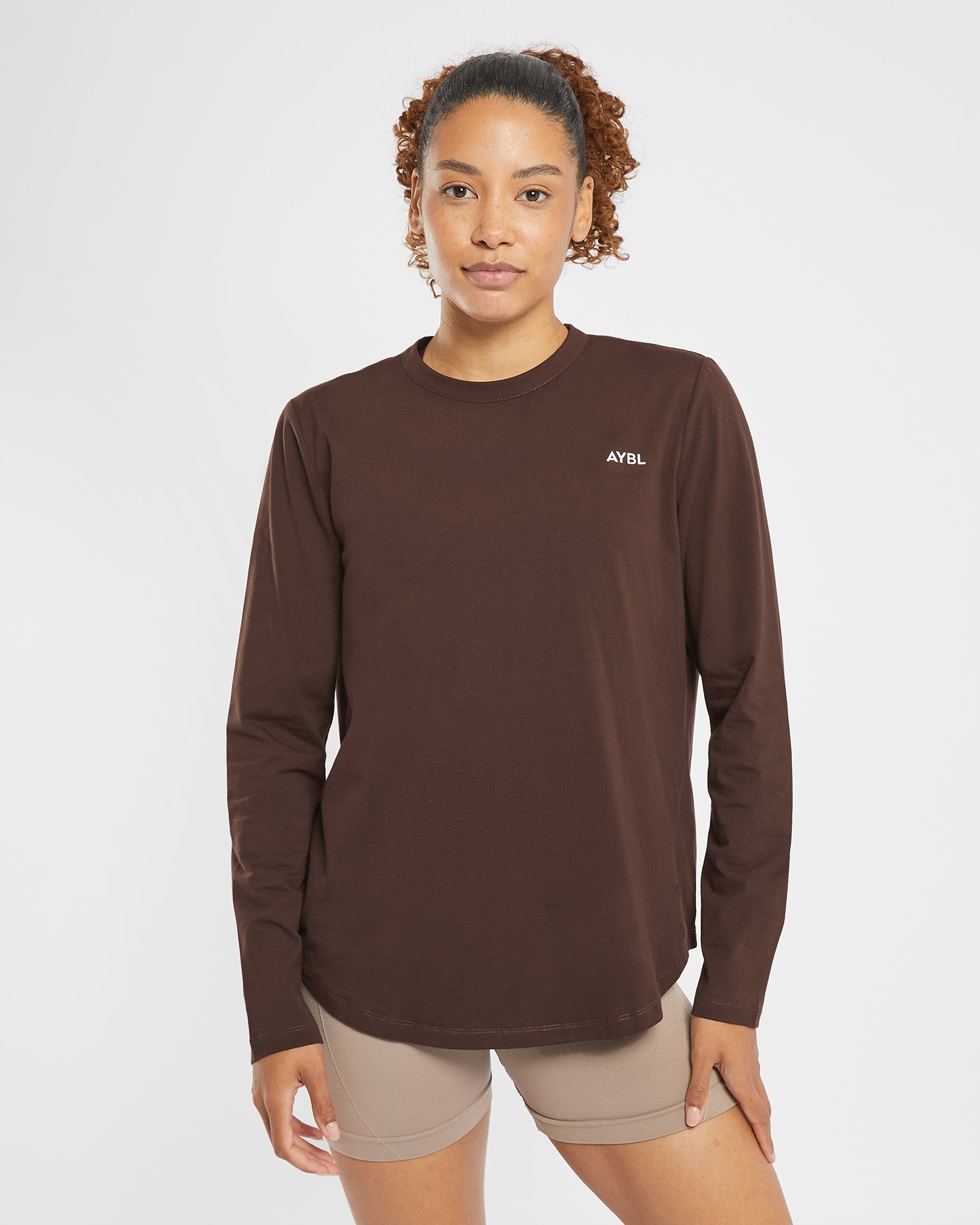 Everyday Relaxed Long Sleeve T Shirt - Marron