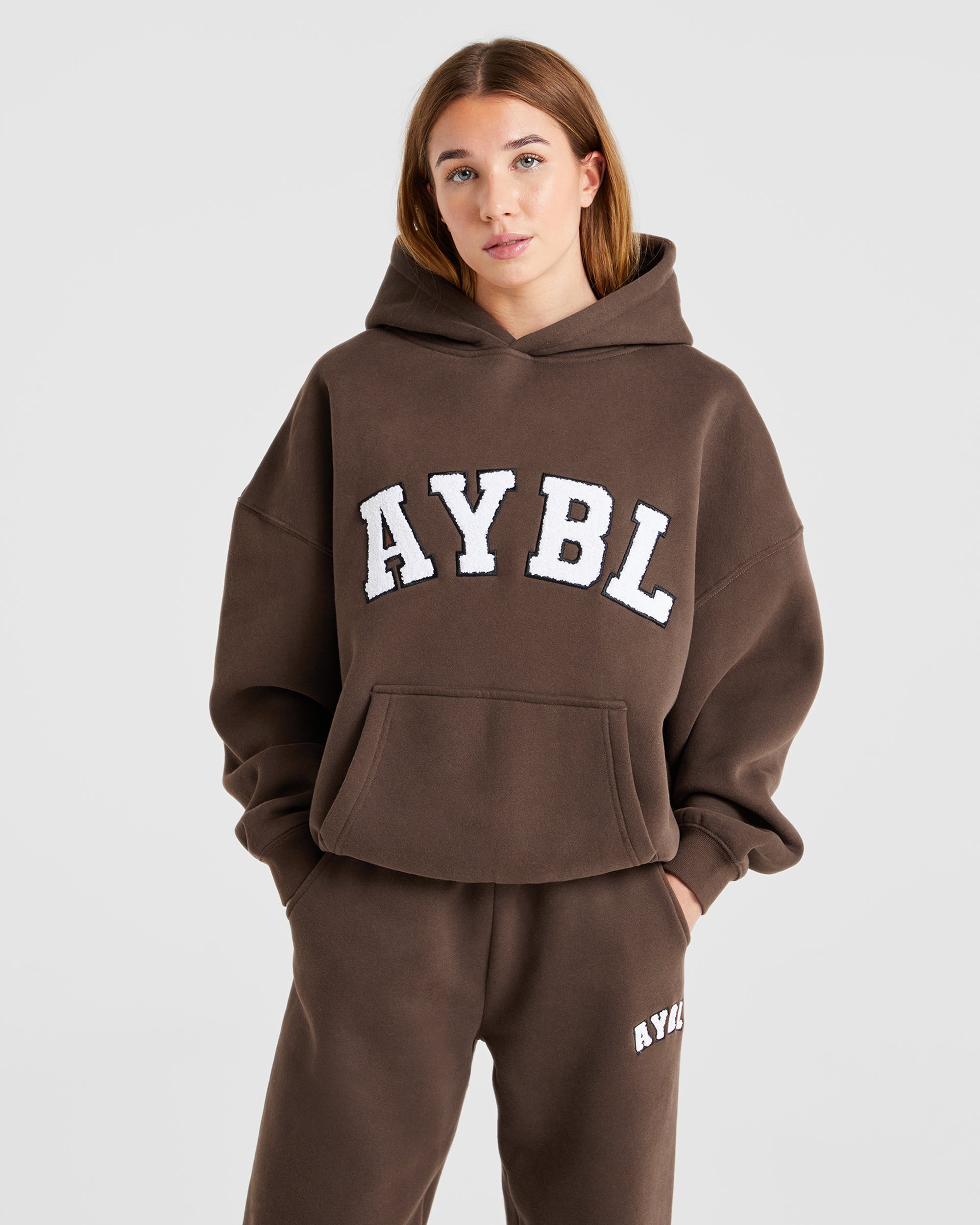 Varsity Oversized Hoodie - Marron